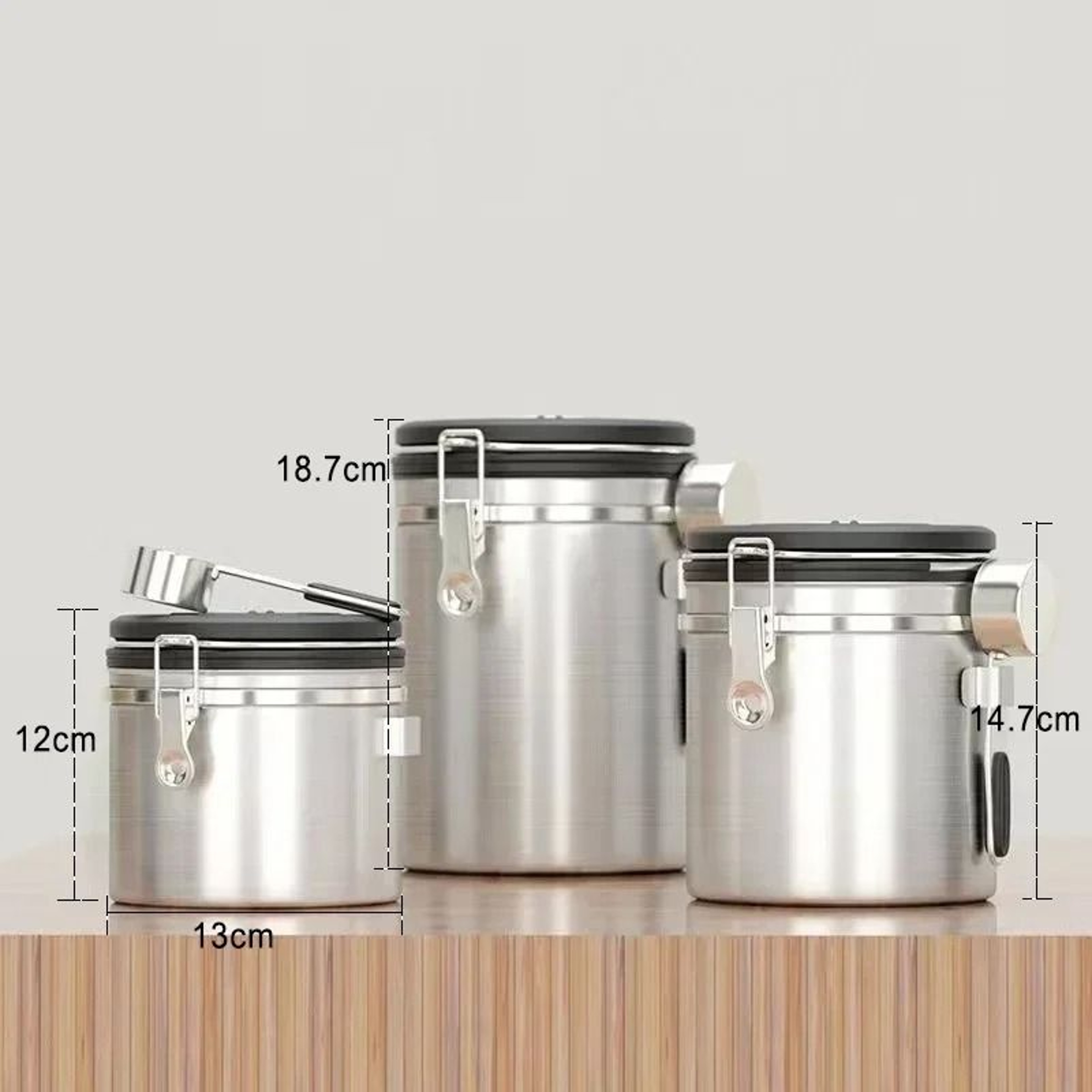 Stainless Steel Coffee Beans Vacuum Storage Jar  Large Capacity Airtight Container With Spoon 5