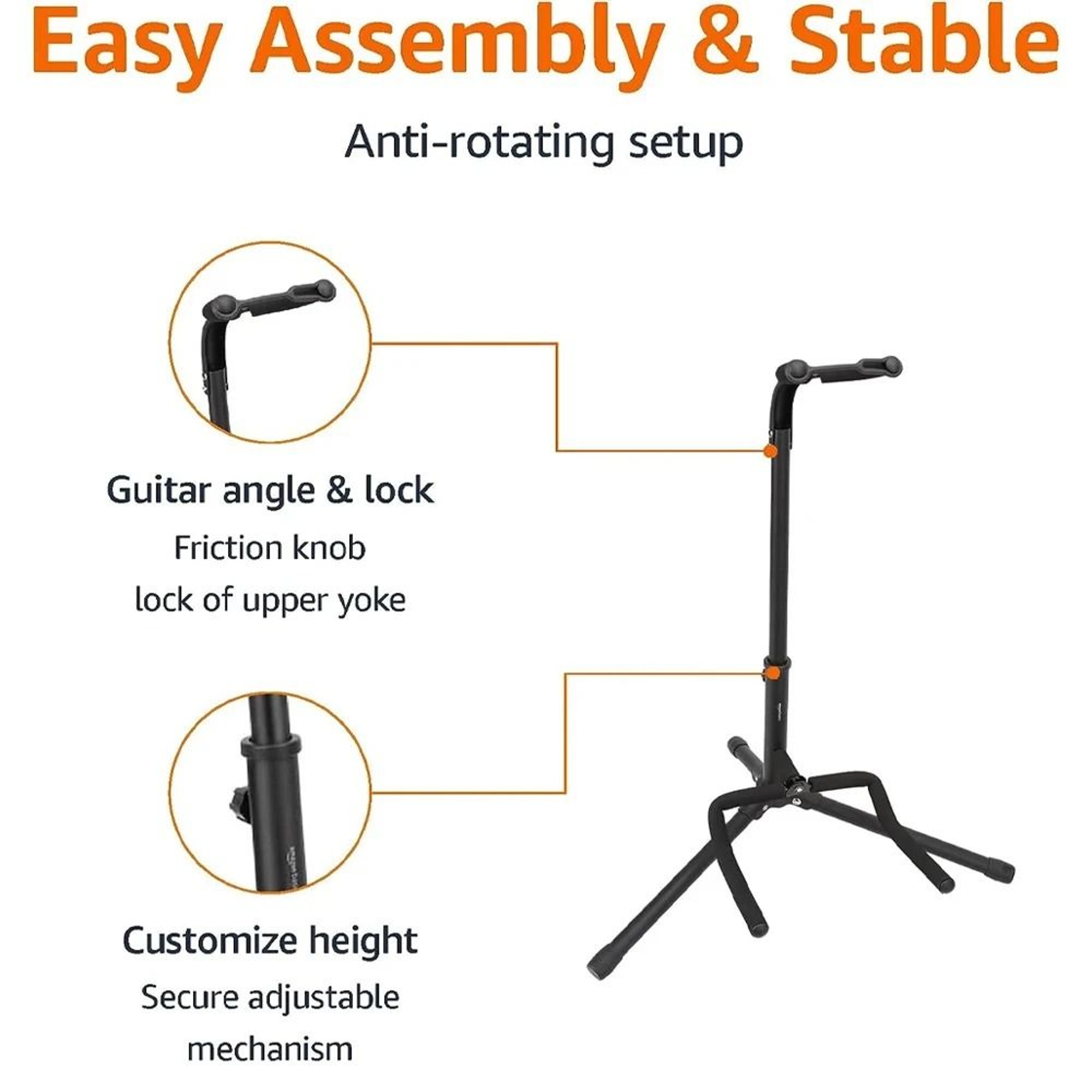 Portable Universal Guitar Stand  Collapsible Tripod With Safety Lock For Travel 5