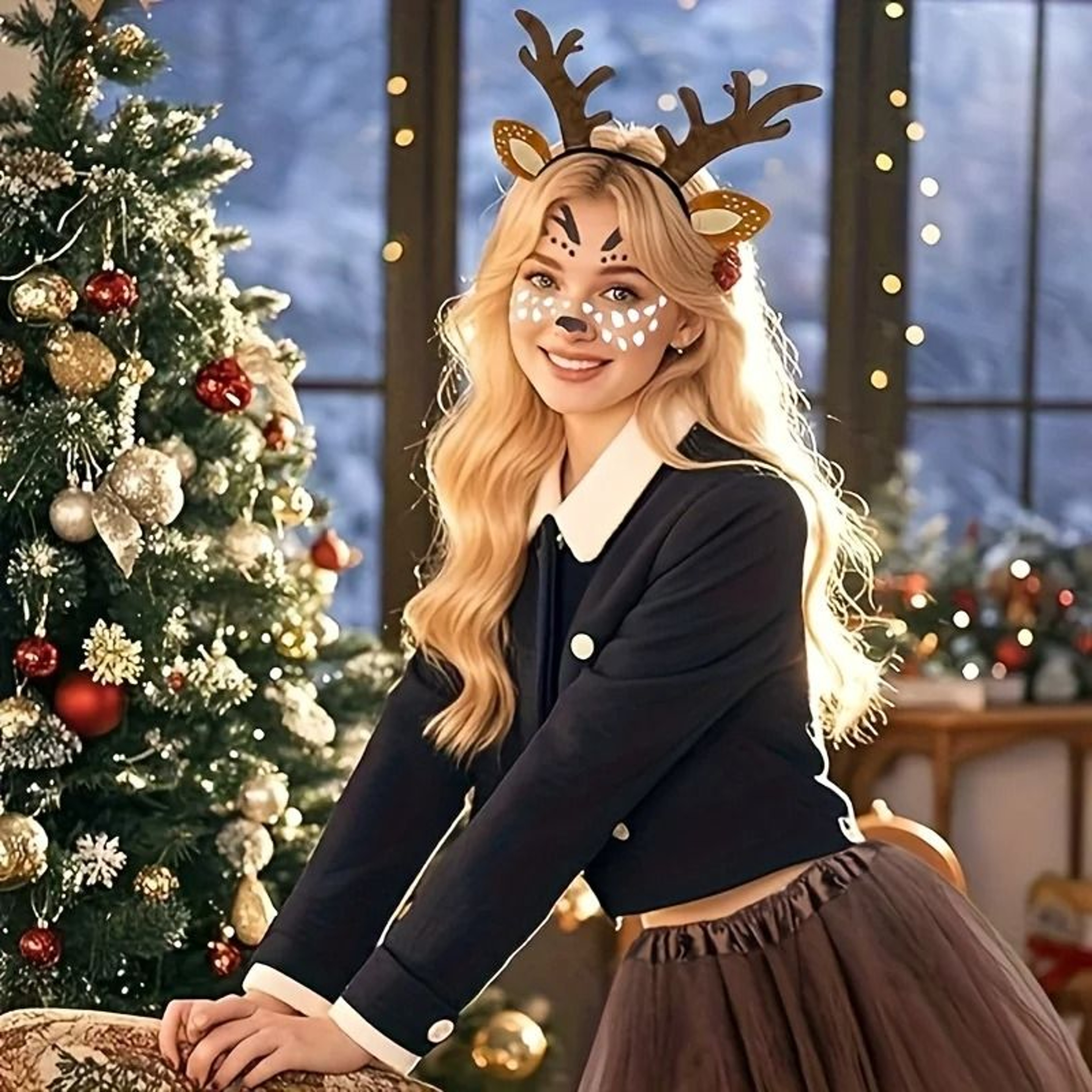 Taming Deer Head With Womens Clothing Accessories Set Christmas Deer Antler Animal Fancy Dress Up S 5