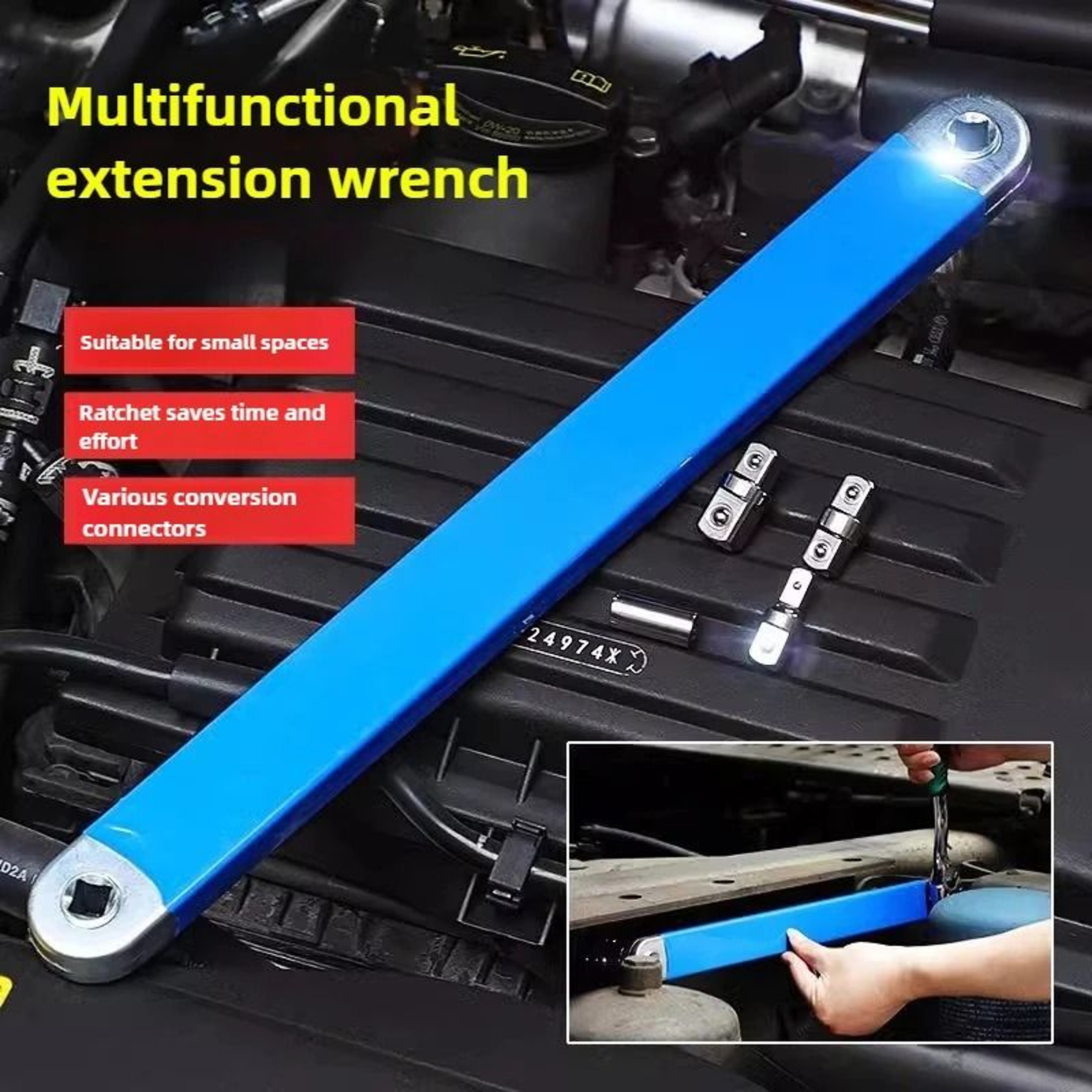 Multifunctional Offset Extension Ratchet Wrench Impact Ready Set For Tight Spaces Car Repair Tool 0