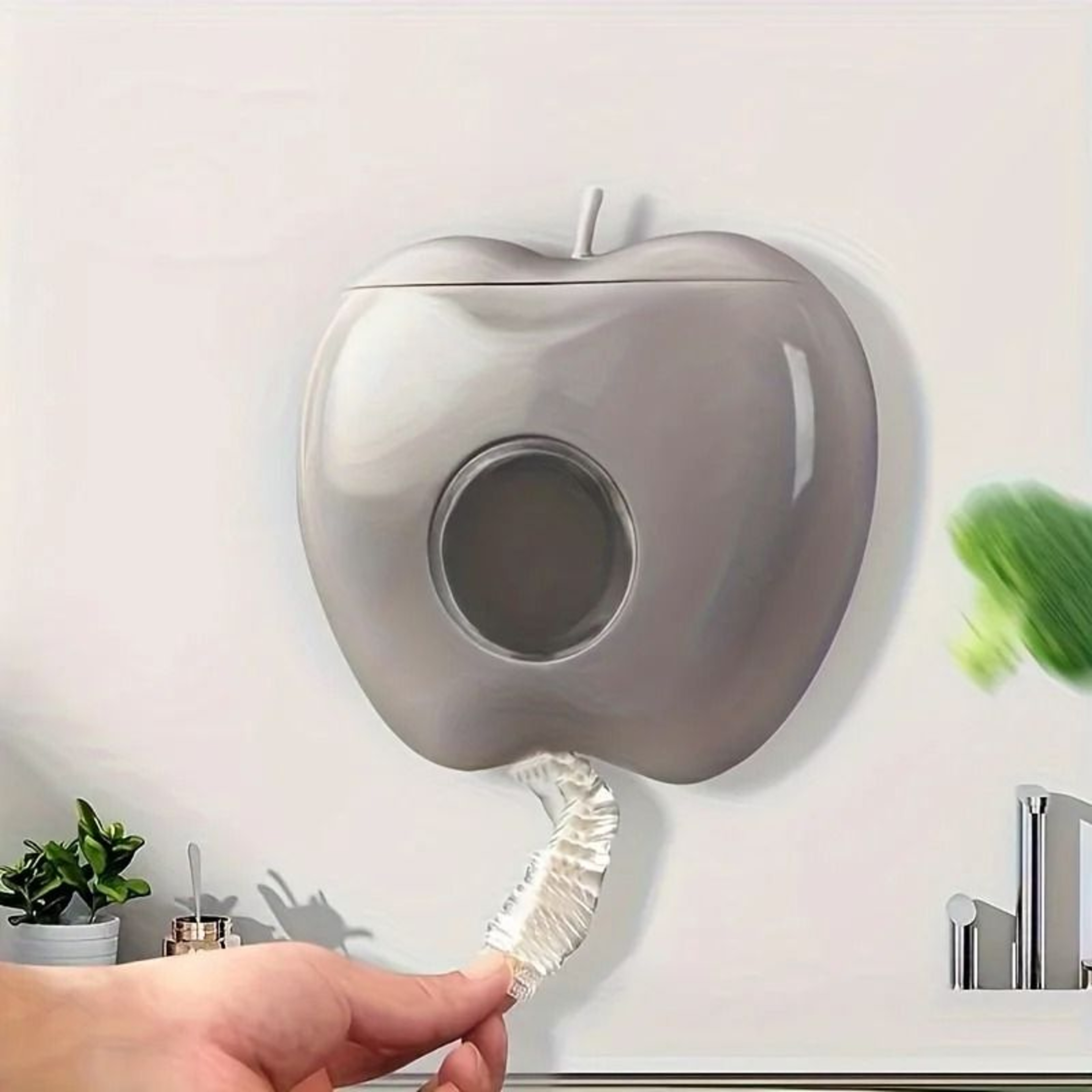 WallMounted AppleShaped Bag Dispenser And SpaceSaving Organizer 7