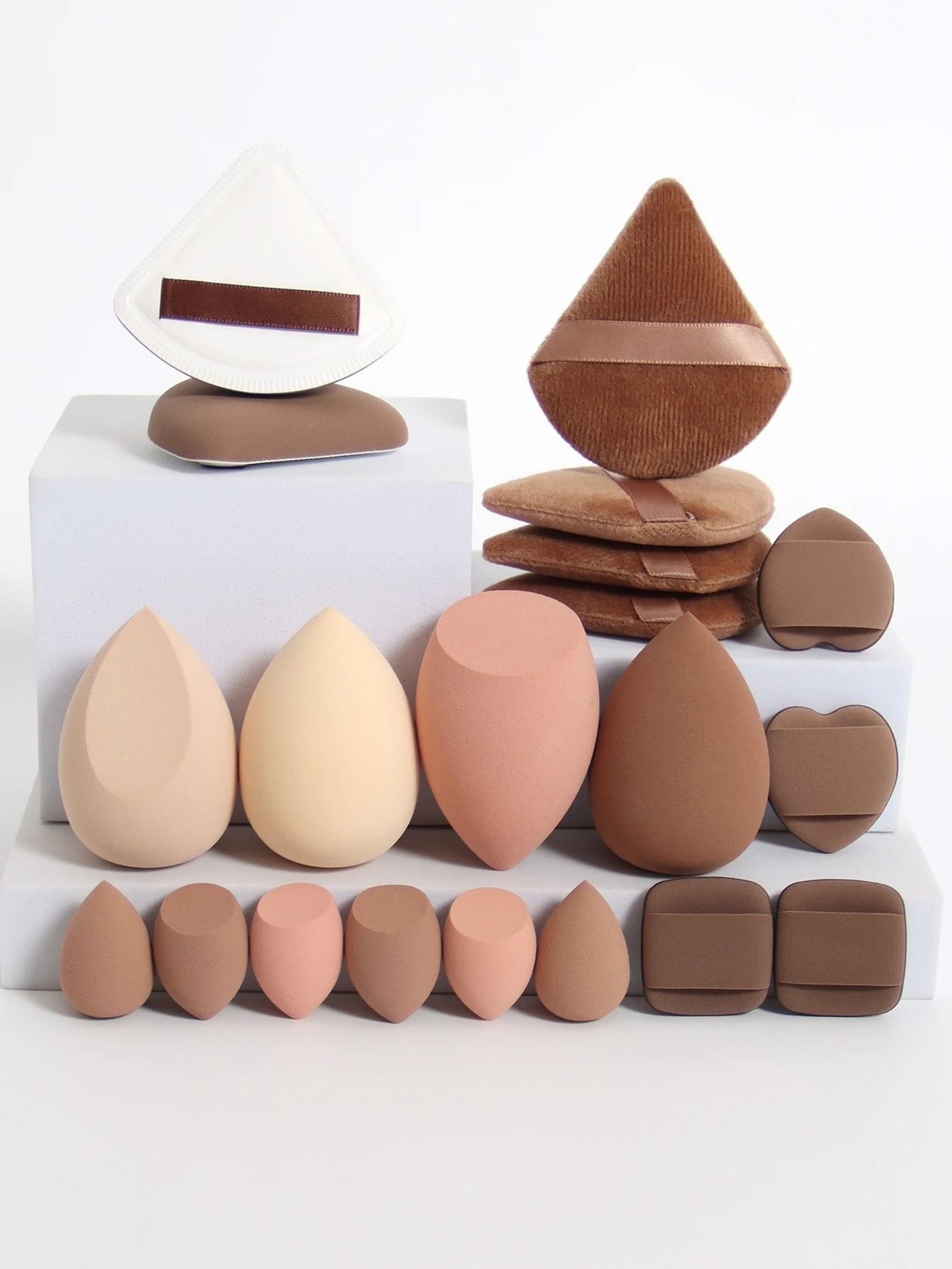 20Piece Pink Makeup Sponge  Puff Set  Professional Blending  Setting Kit 9
