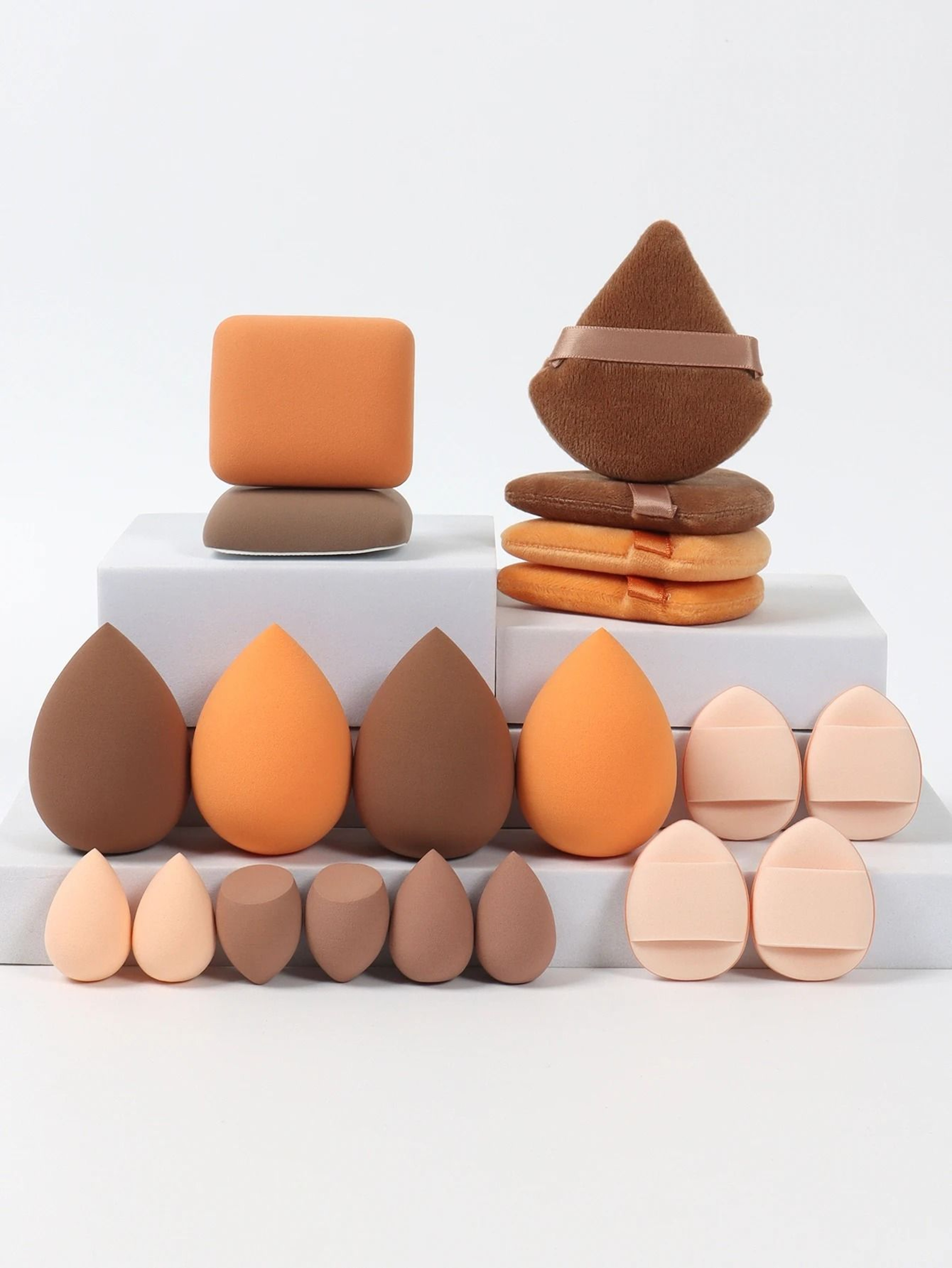 20Piece Pink Makeup Sponge  Puff Set  Professional Blending  Setting Kit 10