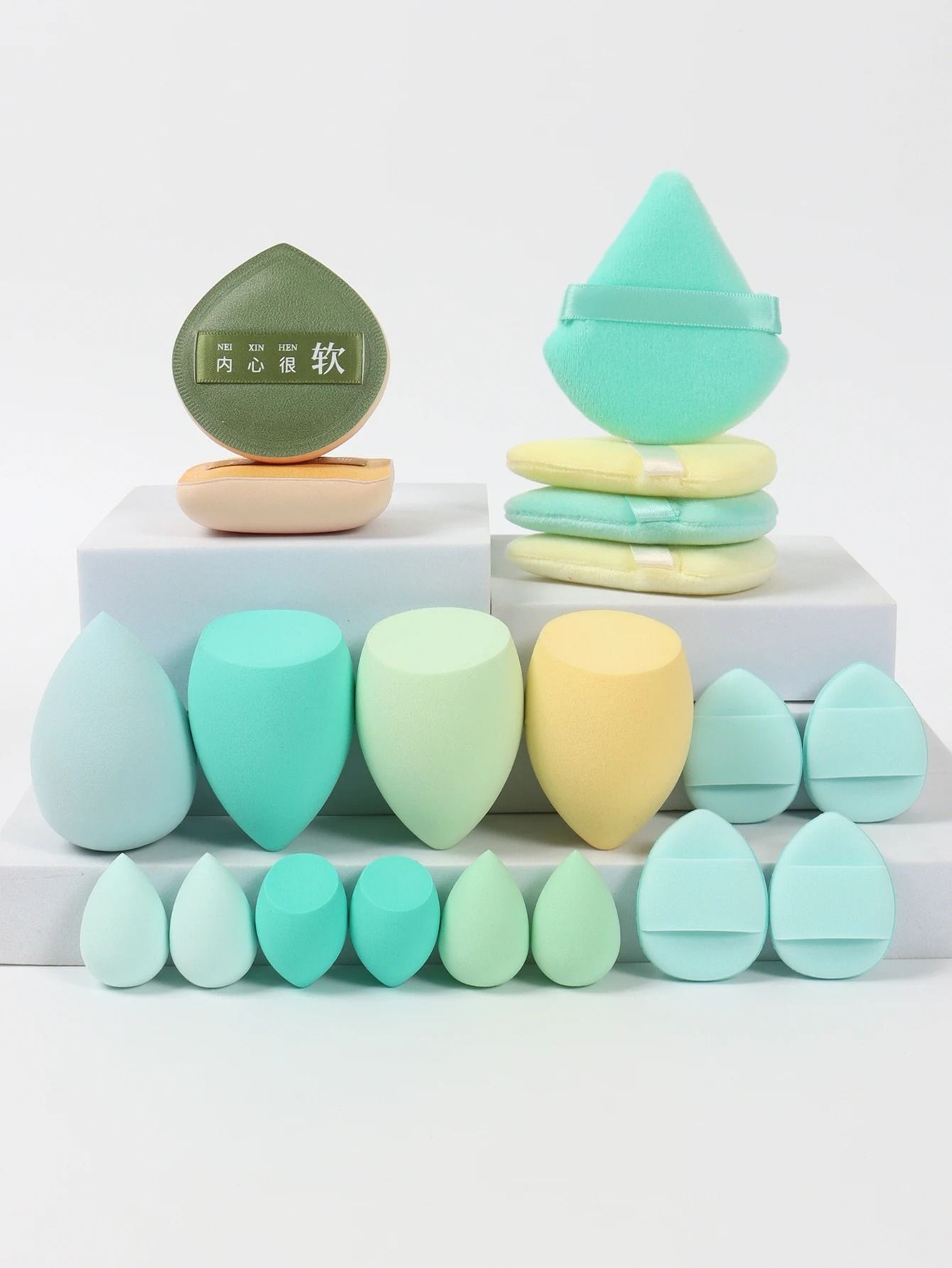 20Piece Pink Makeup Sponge  Puff Set  Professional Blending  Setting Kit 1