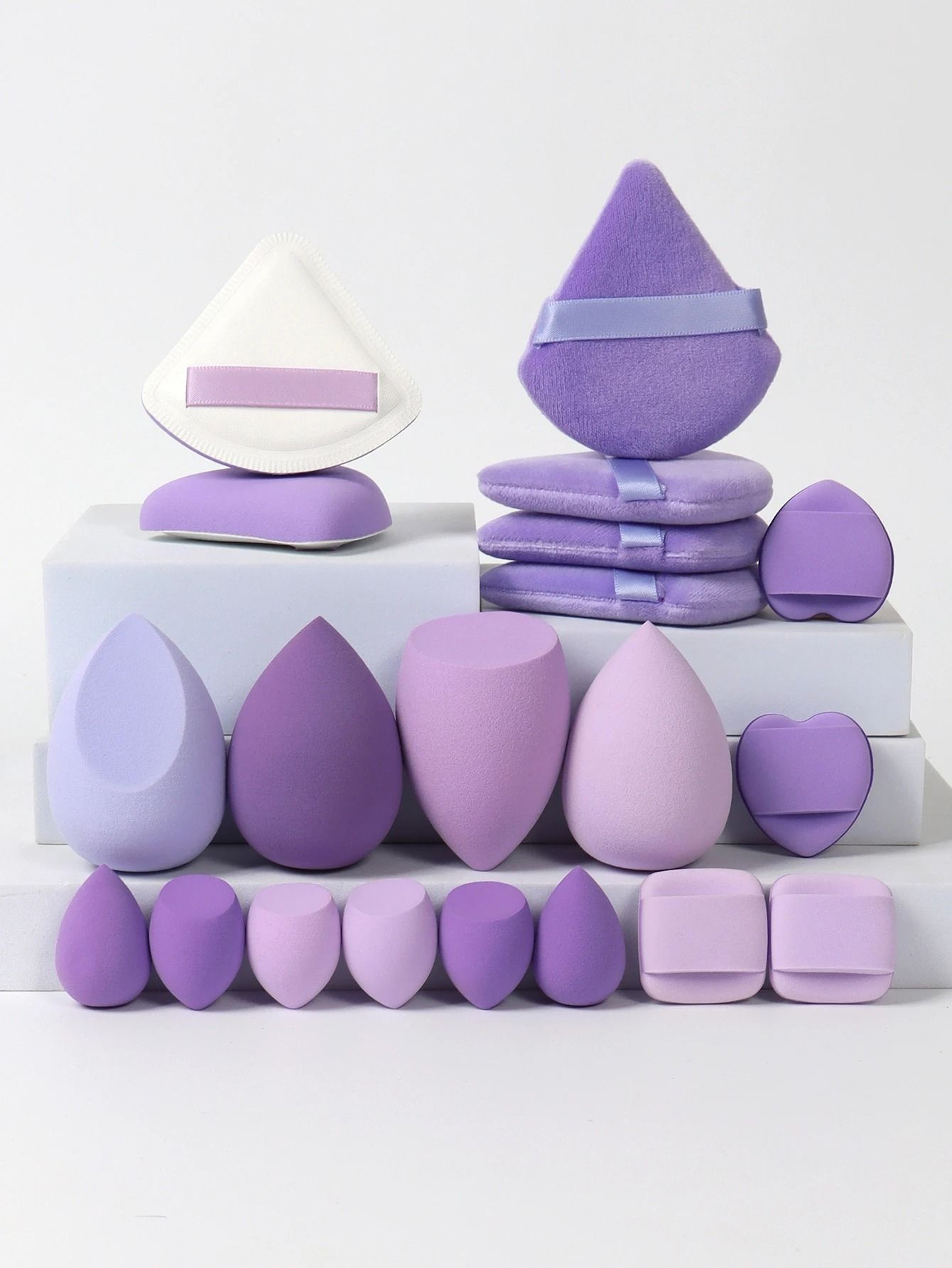 20Piece Pink Makeup Sponge  Puff Set  Professional Blending  Setting Kit 8