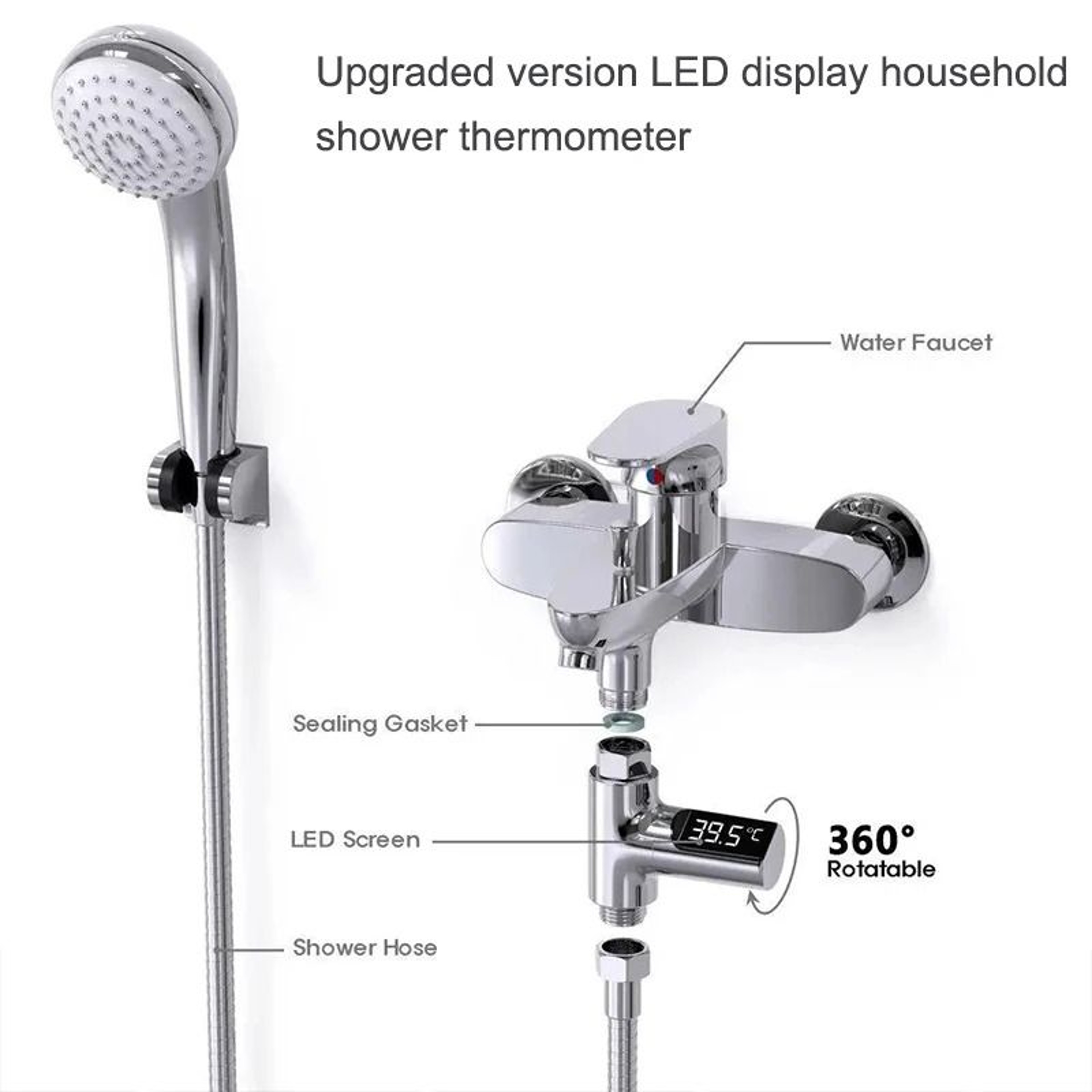 LED Display Household Water Shower Thermometer  RealTime Temperature Monitoring 1