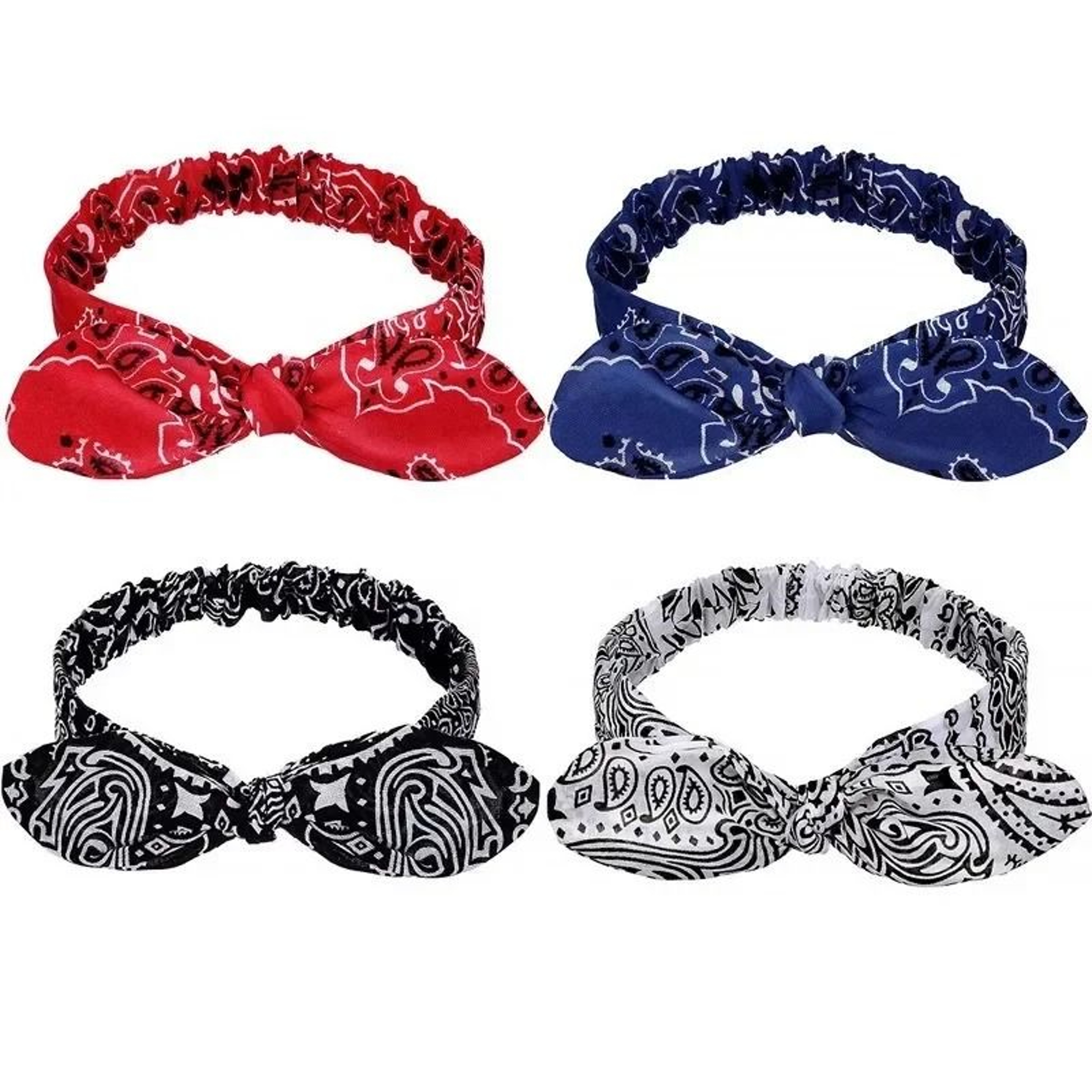 Printed Rabbit Ears Elastic Crossband Headband 4