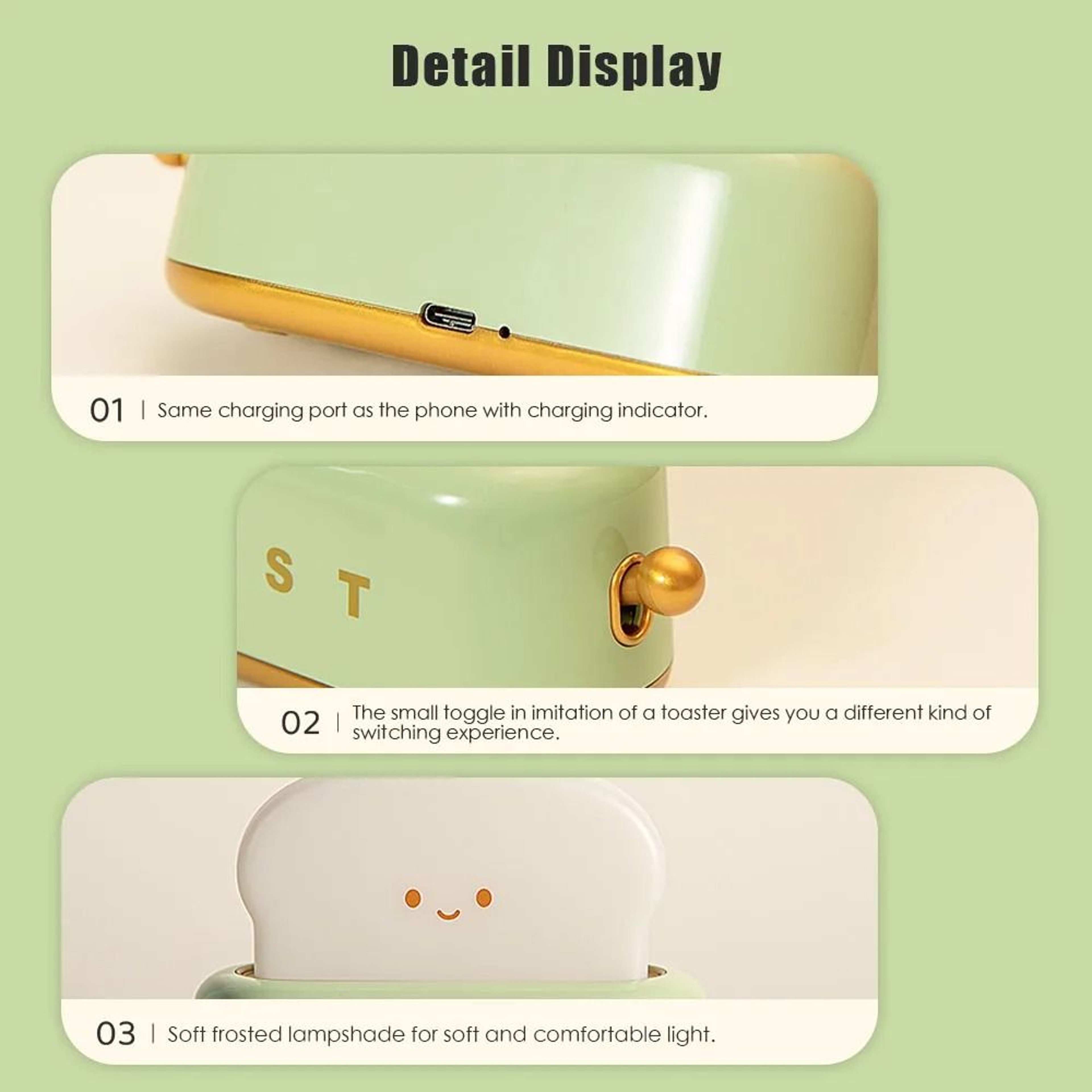 BANDIAN Bread Toast Cartoon LED Night Light 4