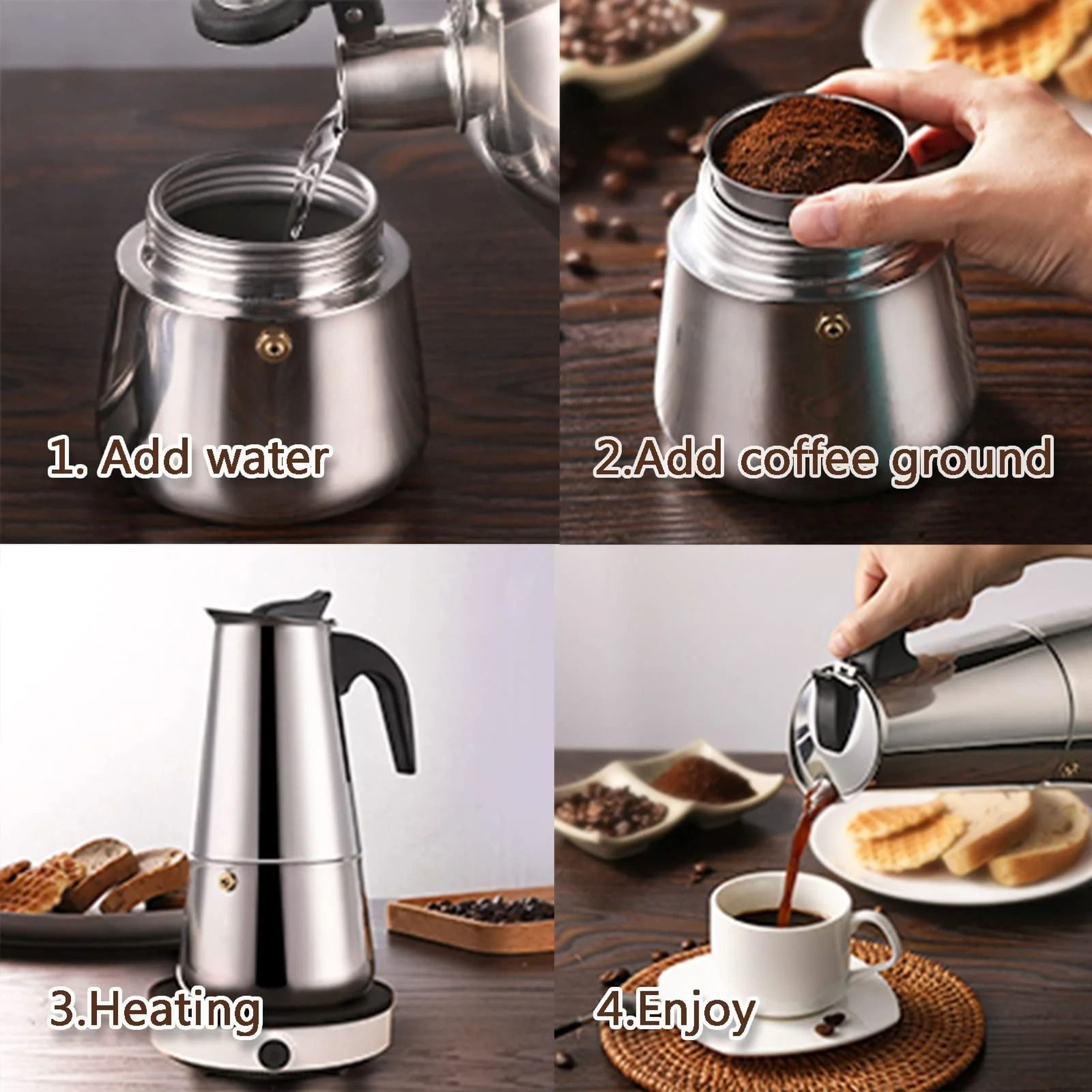 Stainless Steel Italian Moka Pot Espresso Maker 3