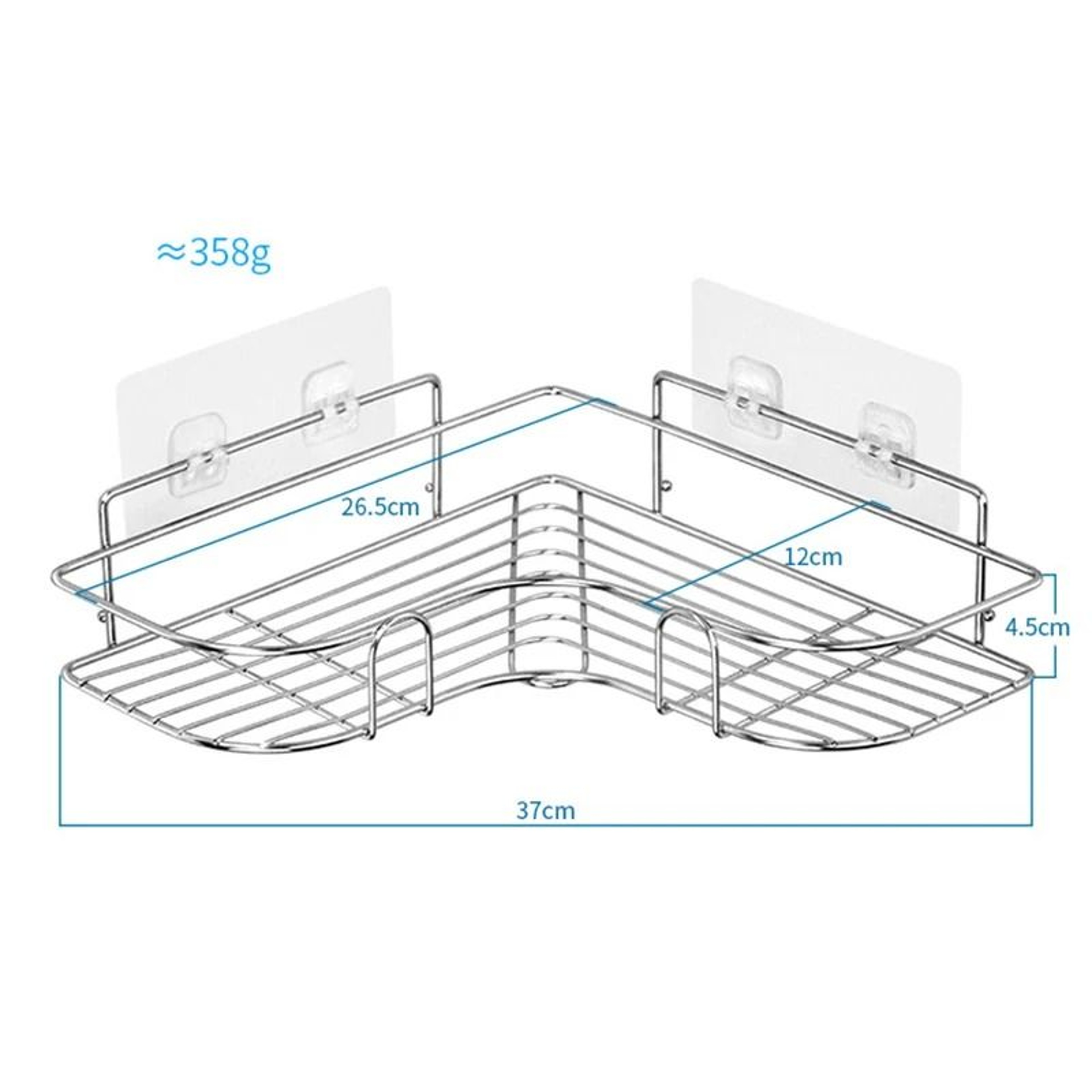Stainless Steel Triangular Wall Mounted Adhesive Shower Storage Rack 6