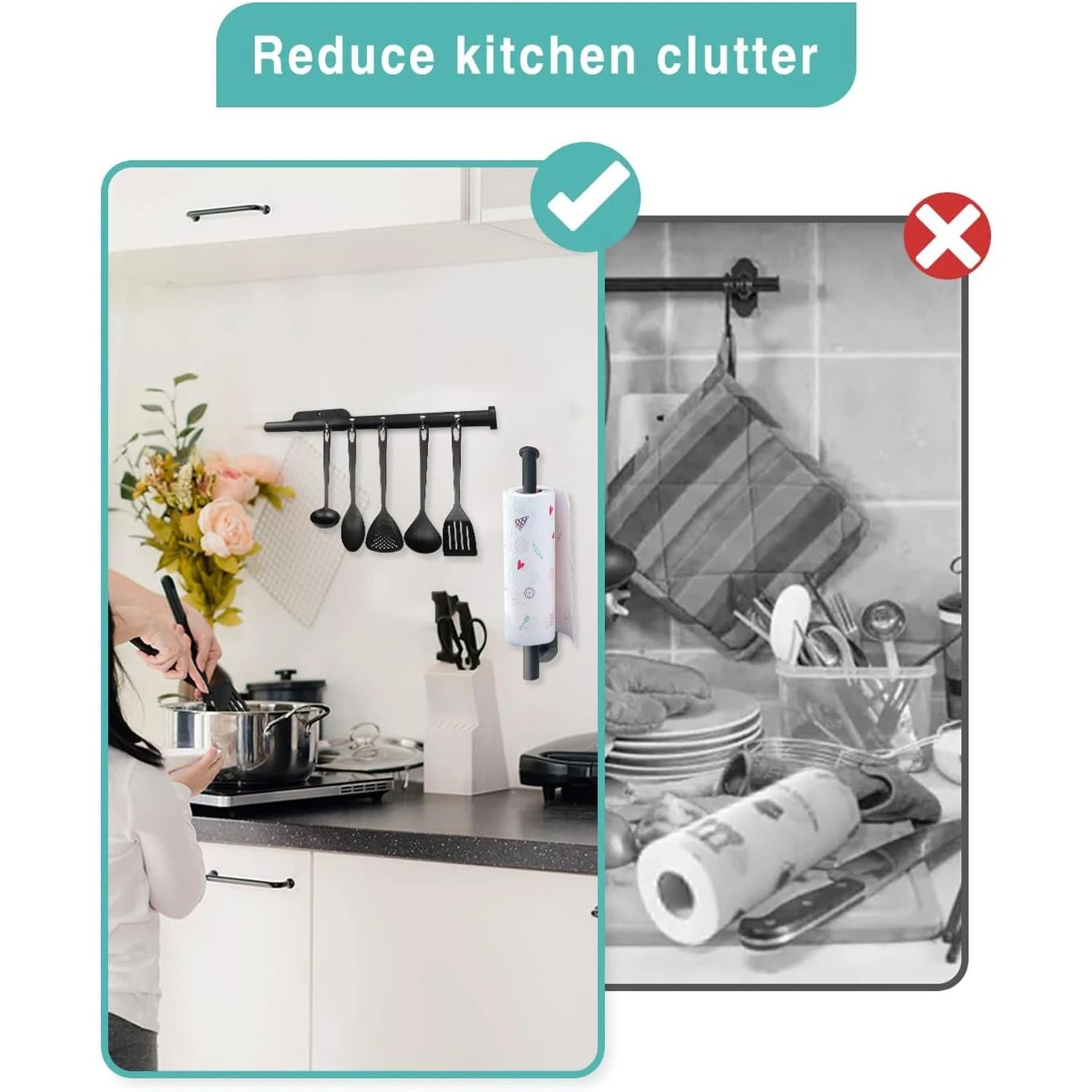 Kitchen Paper Towel Holder Adhesive Toilet Roll Tissue Dispenser Cabinet Storage 3