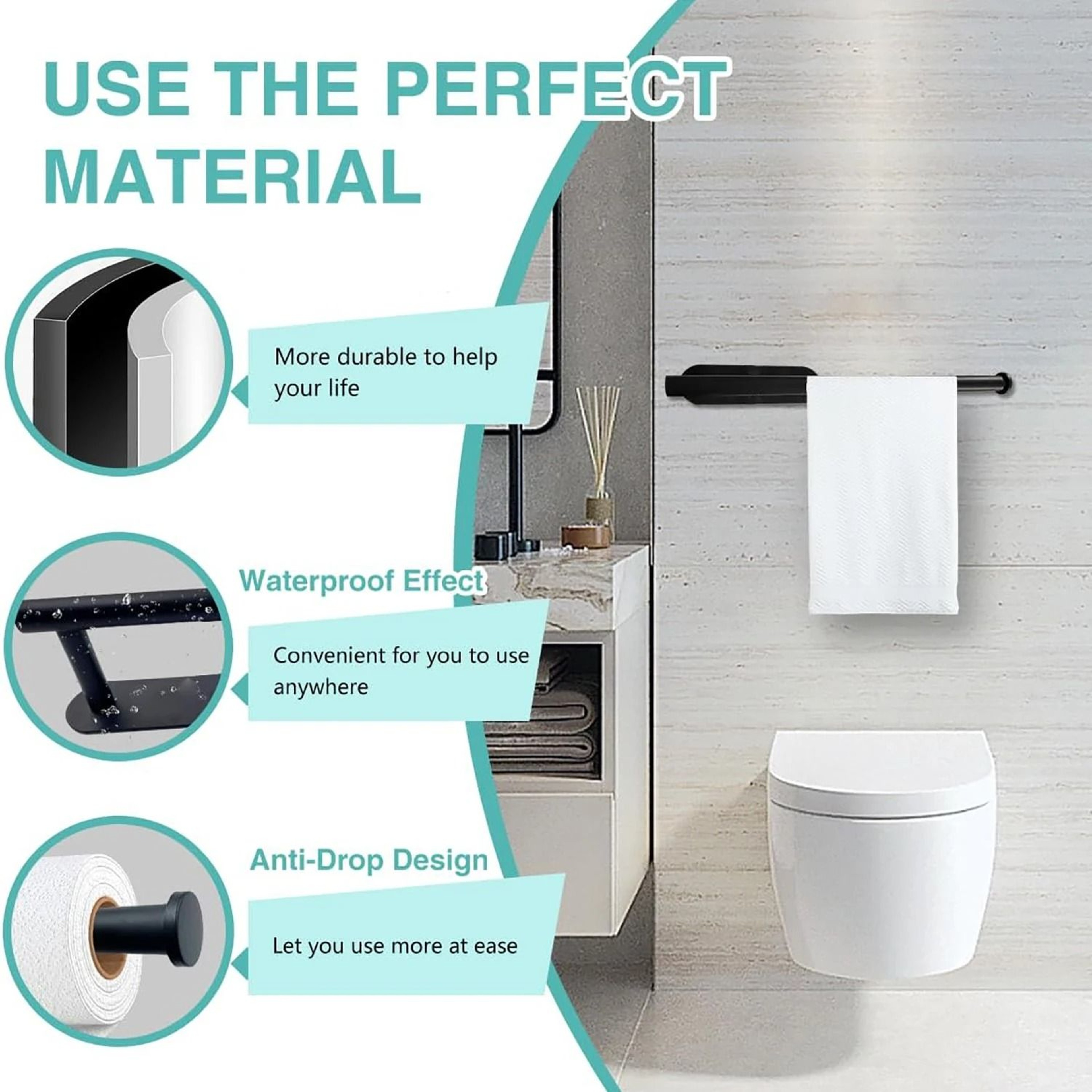 Kitchen Paper Towel Holder Adhesive Toilet Roll Tissue Dispenser Cabinet Storage 4