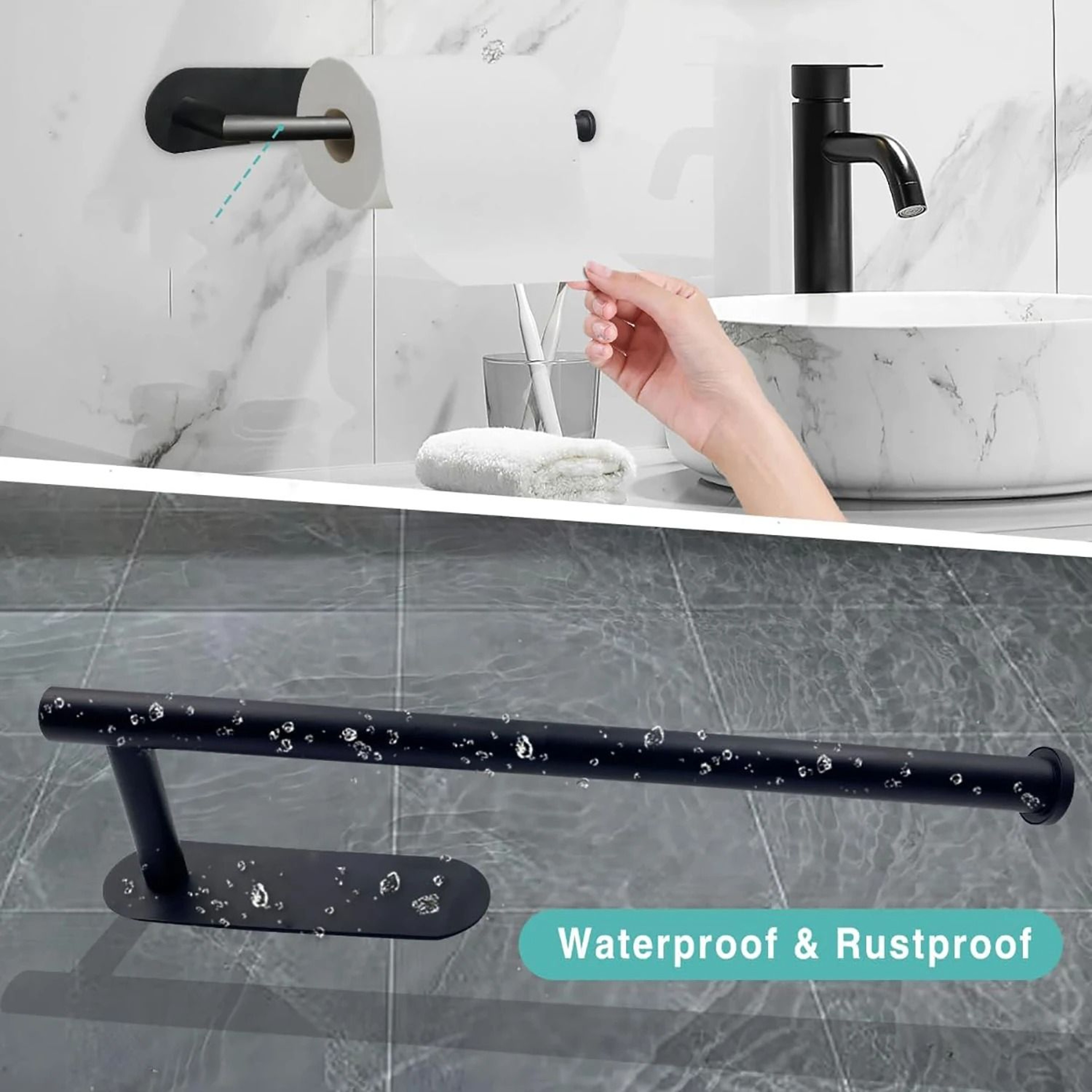 Kitchen Paper Towel Holder Adhesive Toilet Roll Tissue Dispenser Cabinet Storage 5