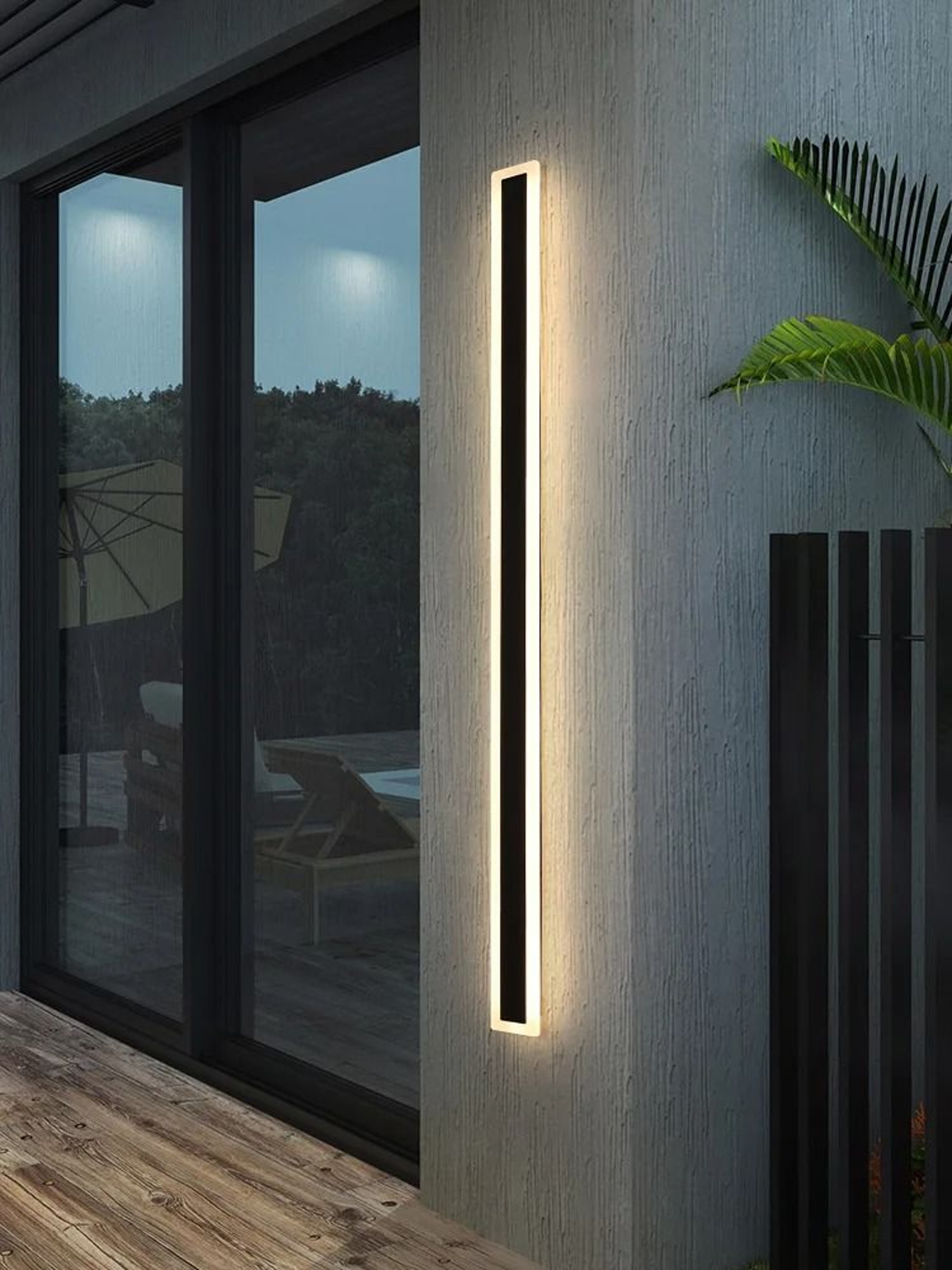 Modern Waterproof Outdoor Long Strip LED Wall Lamp IP65 Aluminum Garden Sconce 1