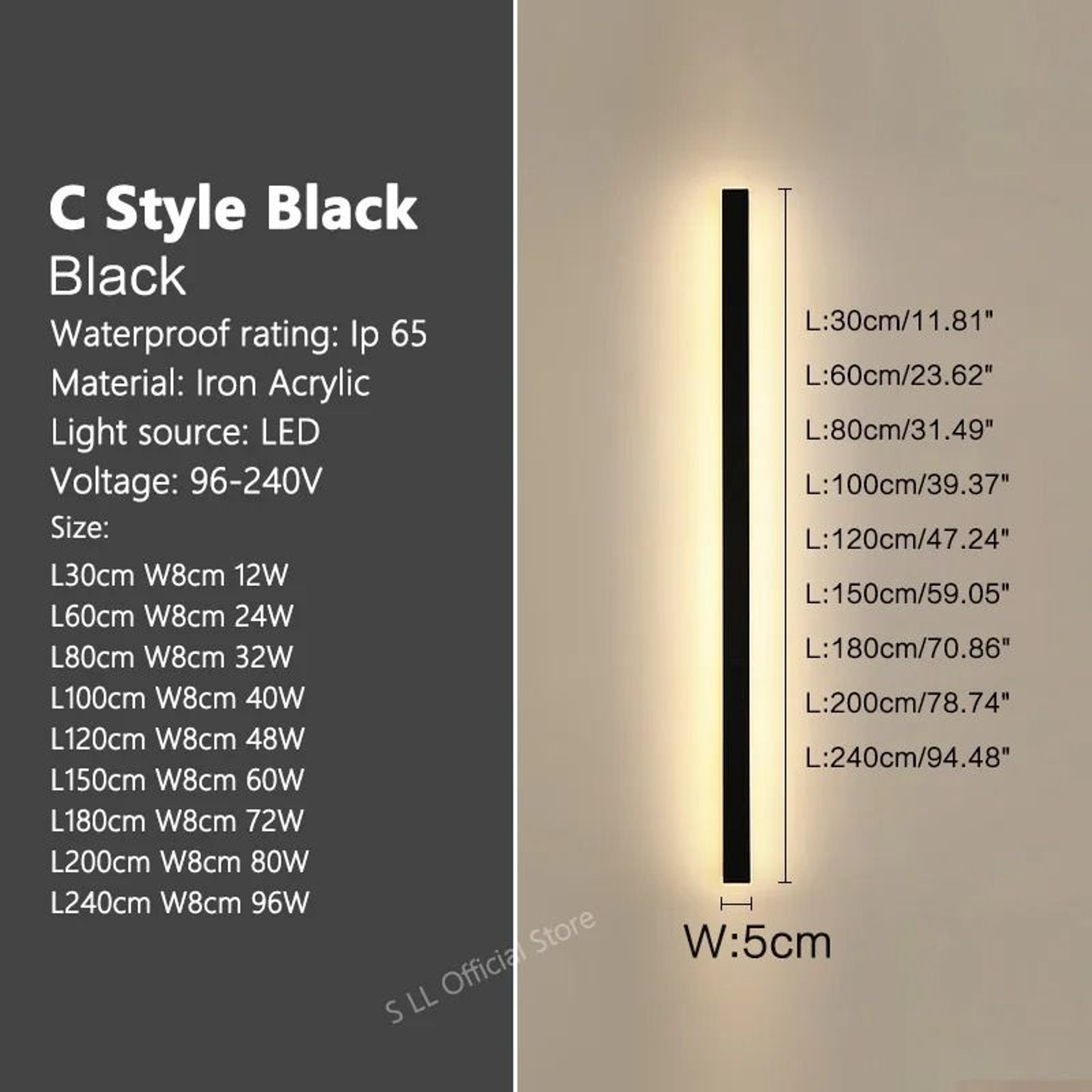 Modern Waterproof Outdoor Long Strip LED Wall Lamp IP65 Aluminum Garden Sconce 9