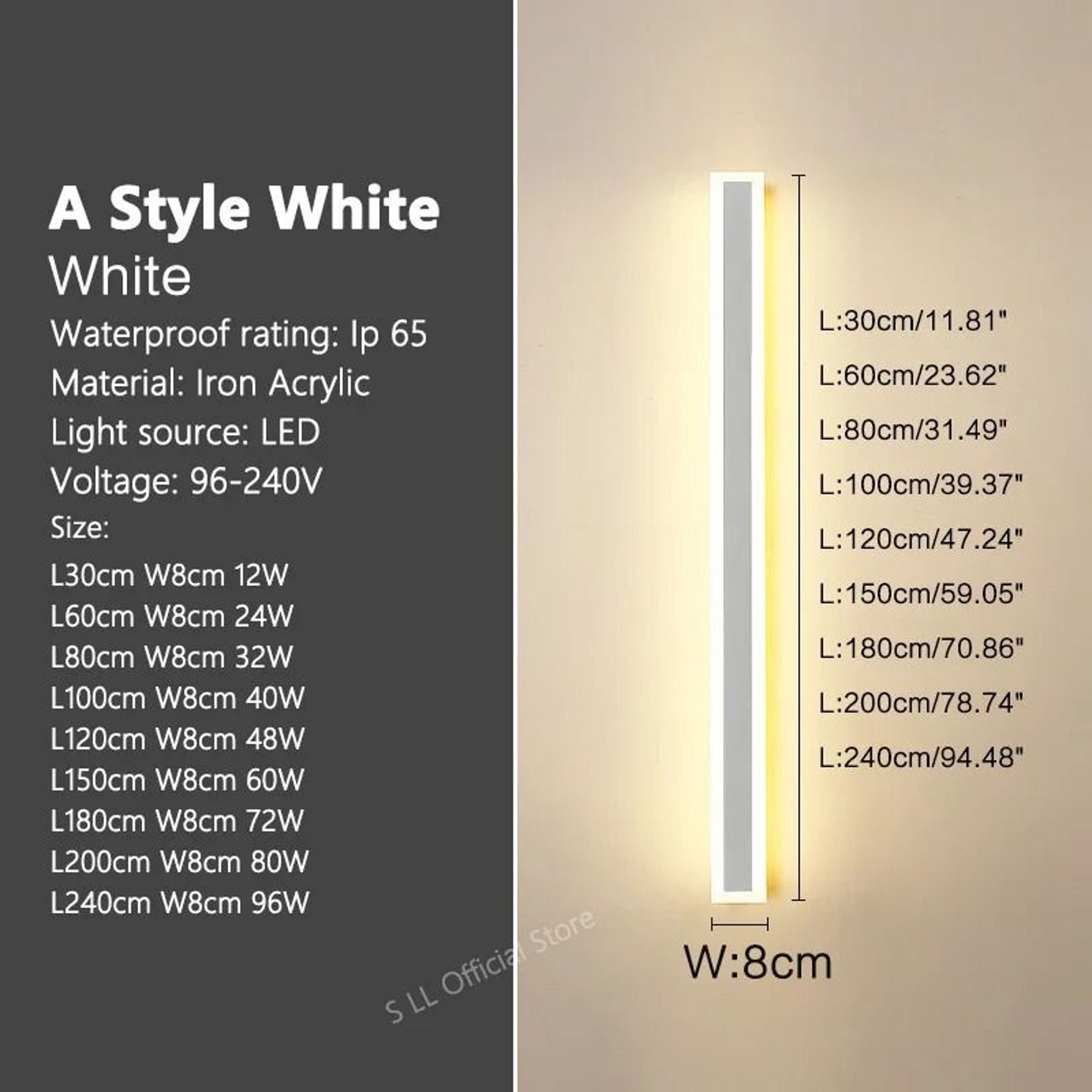 Modern Waterproof Outdoor Long Strip LED Wall Lamp IP65 Aluminum Garden Sconce 10