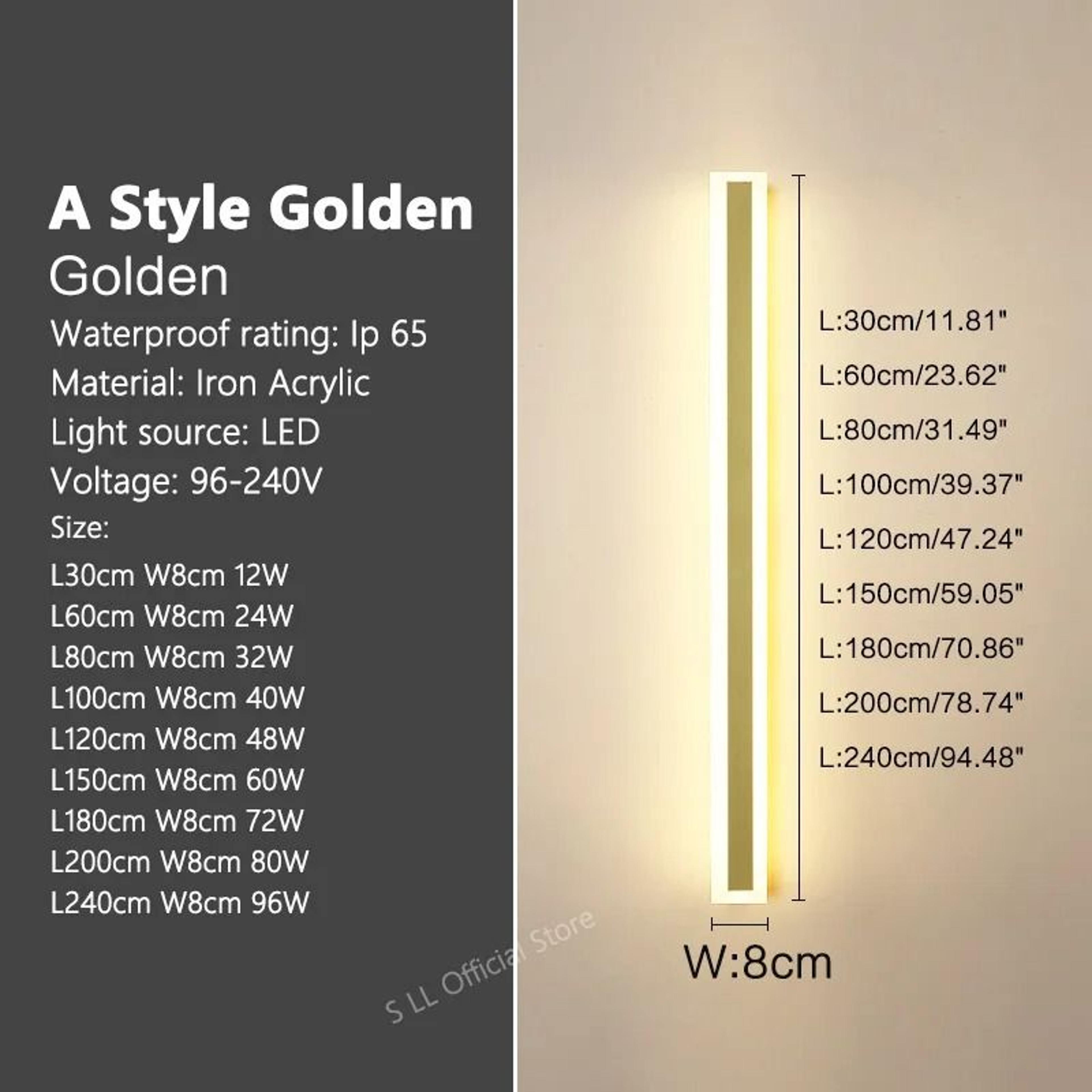 Modern Waterproof Outdoor Long Strip LED Wall Lamp IP65 Aluminum Garden Sconce 6
