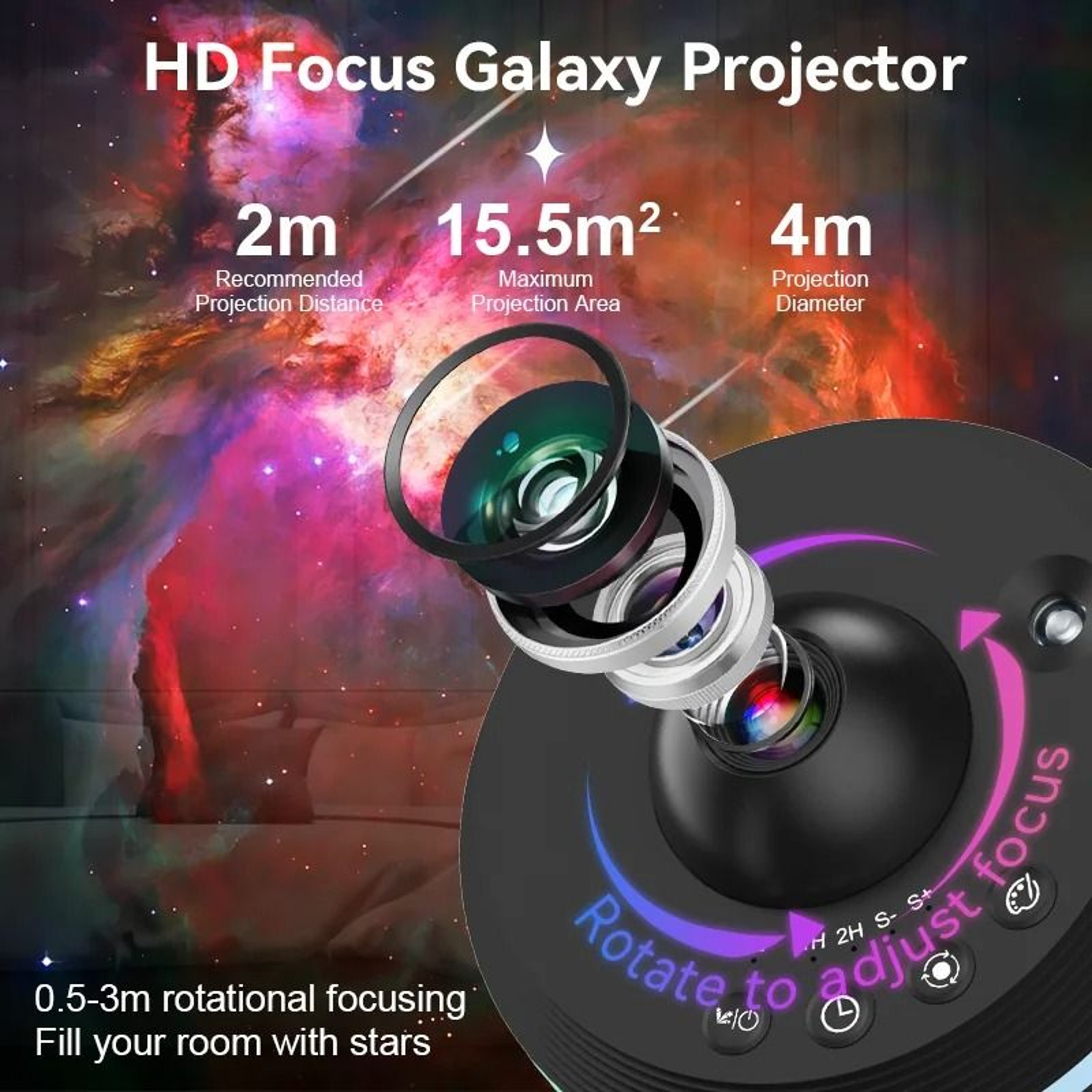 12in1 Galaxy Star Projector  Ultra Clear Planetarium Night Light With Meteor Effect 2