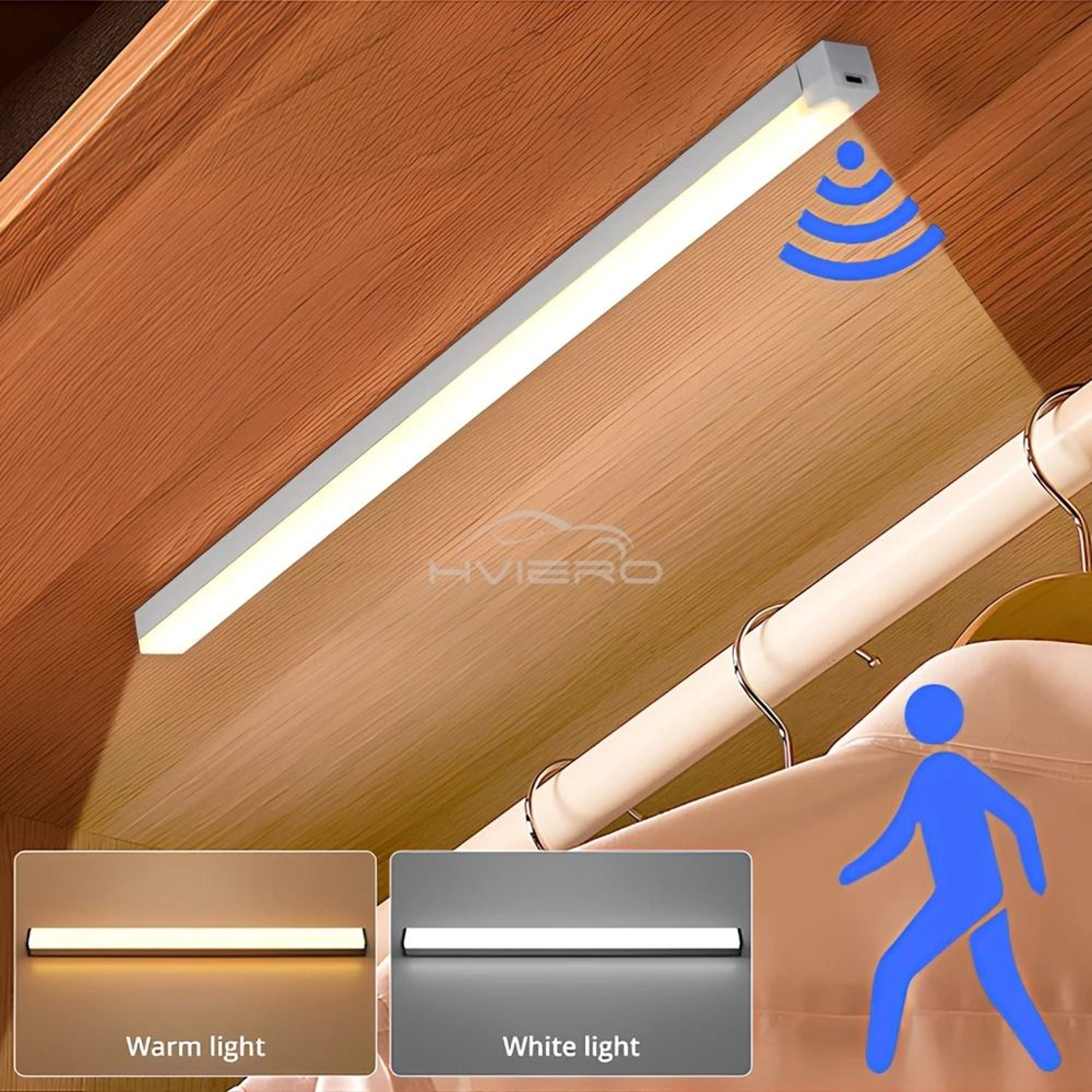 Wireless Motion Sensor LED Night Light  USB Rechargeable Cabinet  Wardrobe Lamp 3