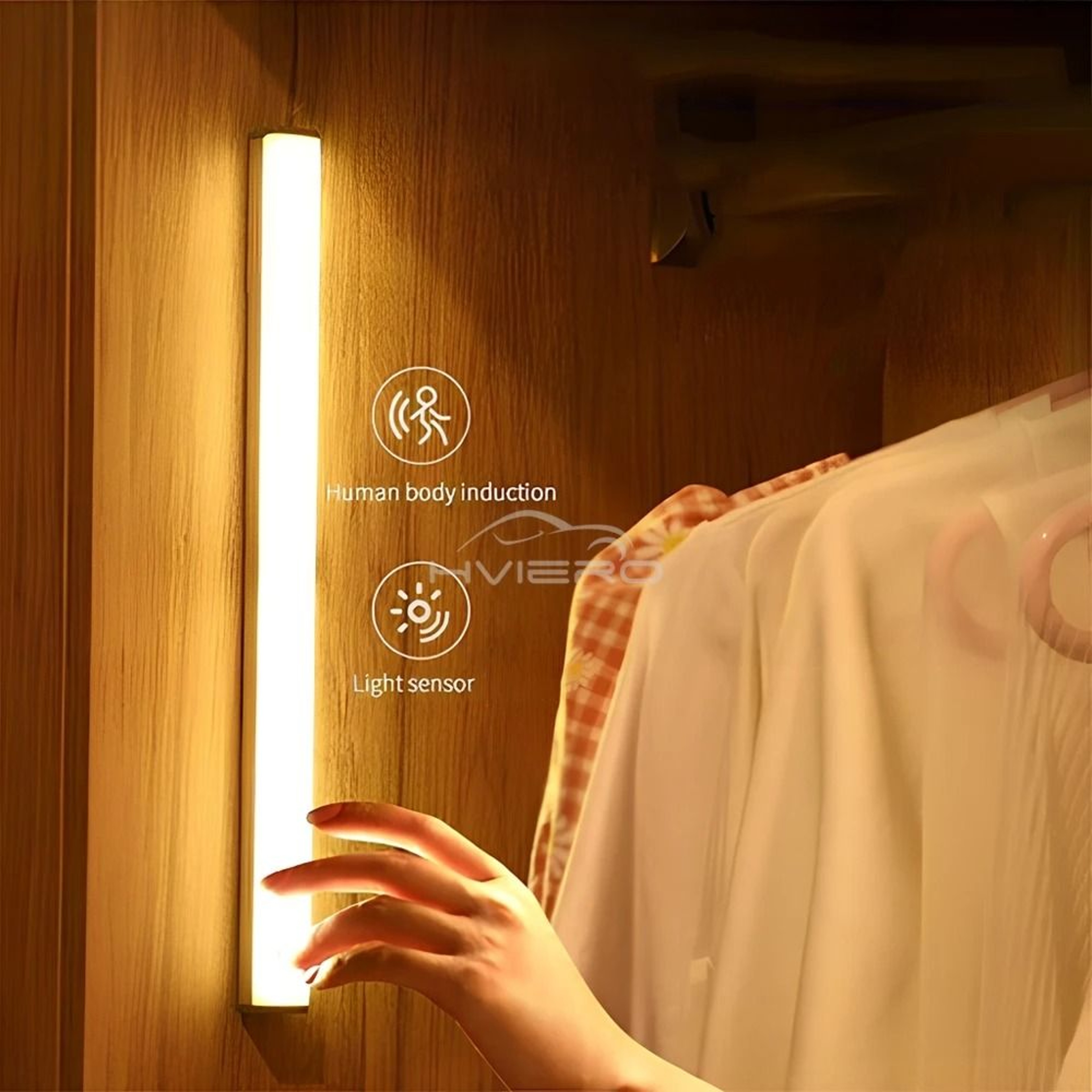 Wireless Motion Sensor LED Night Light  USB Rechargeable Cabinet  Wardrobe Lamp 5