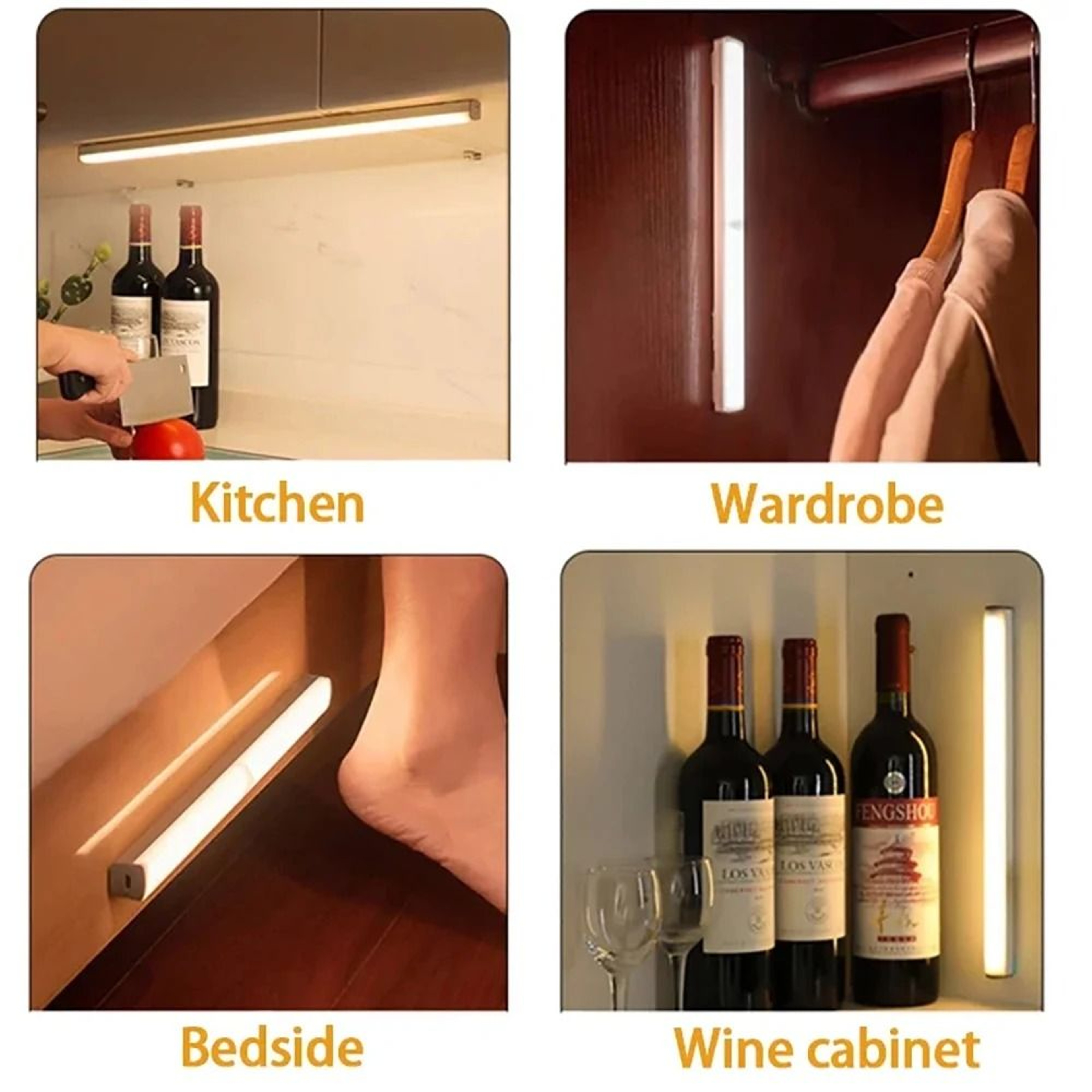 6Pack Motion Sensor Night Lights  Wireless TypeC Rechargeable Cabinet  Staircase Lamps 4