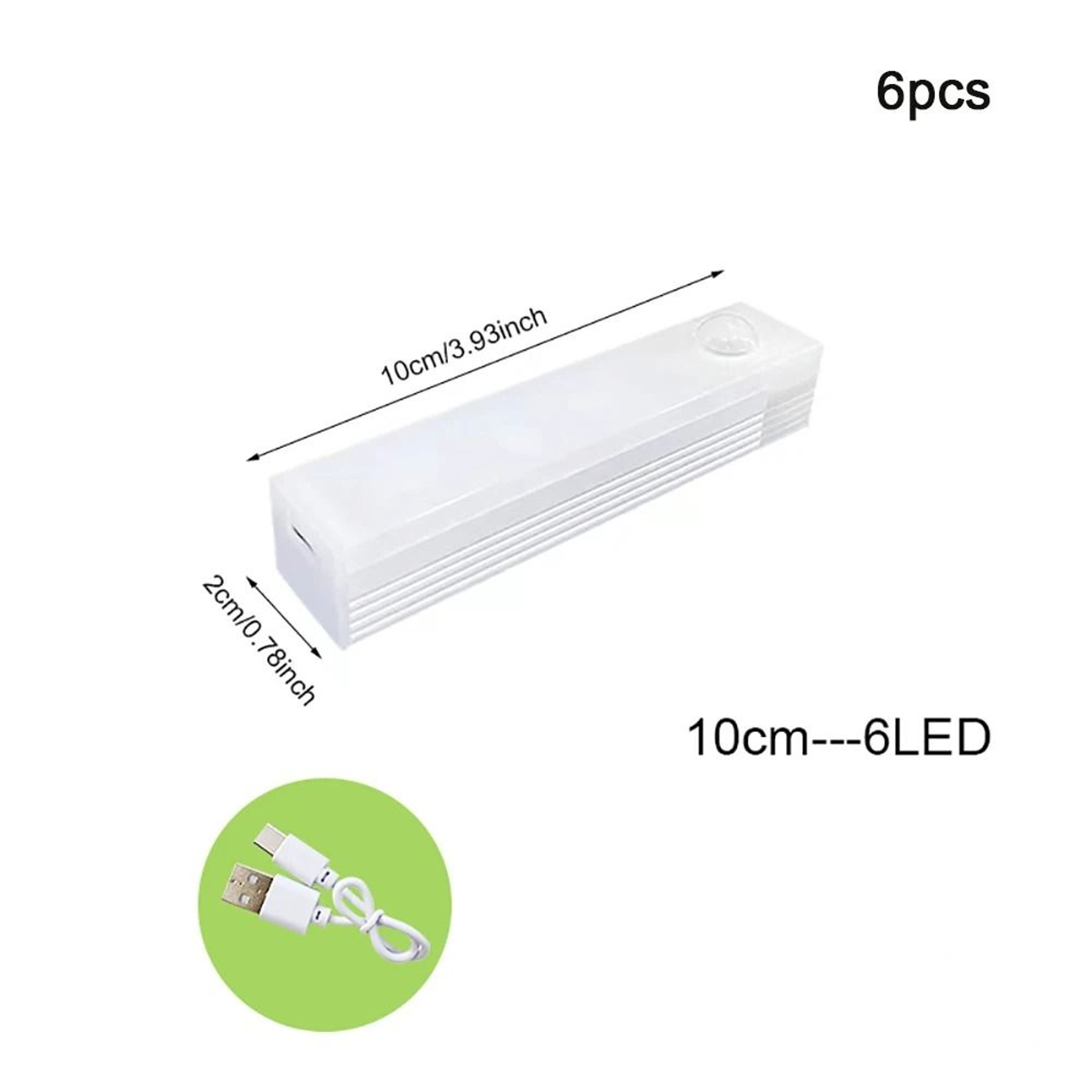 6Pack Motion Sensor Night Lights  Wireless TypeC Rechargeable Cabinet  Staircase Lamps 6