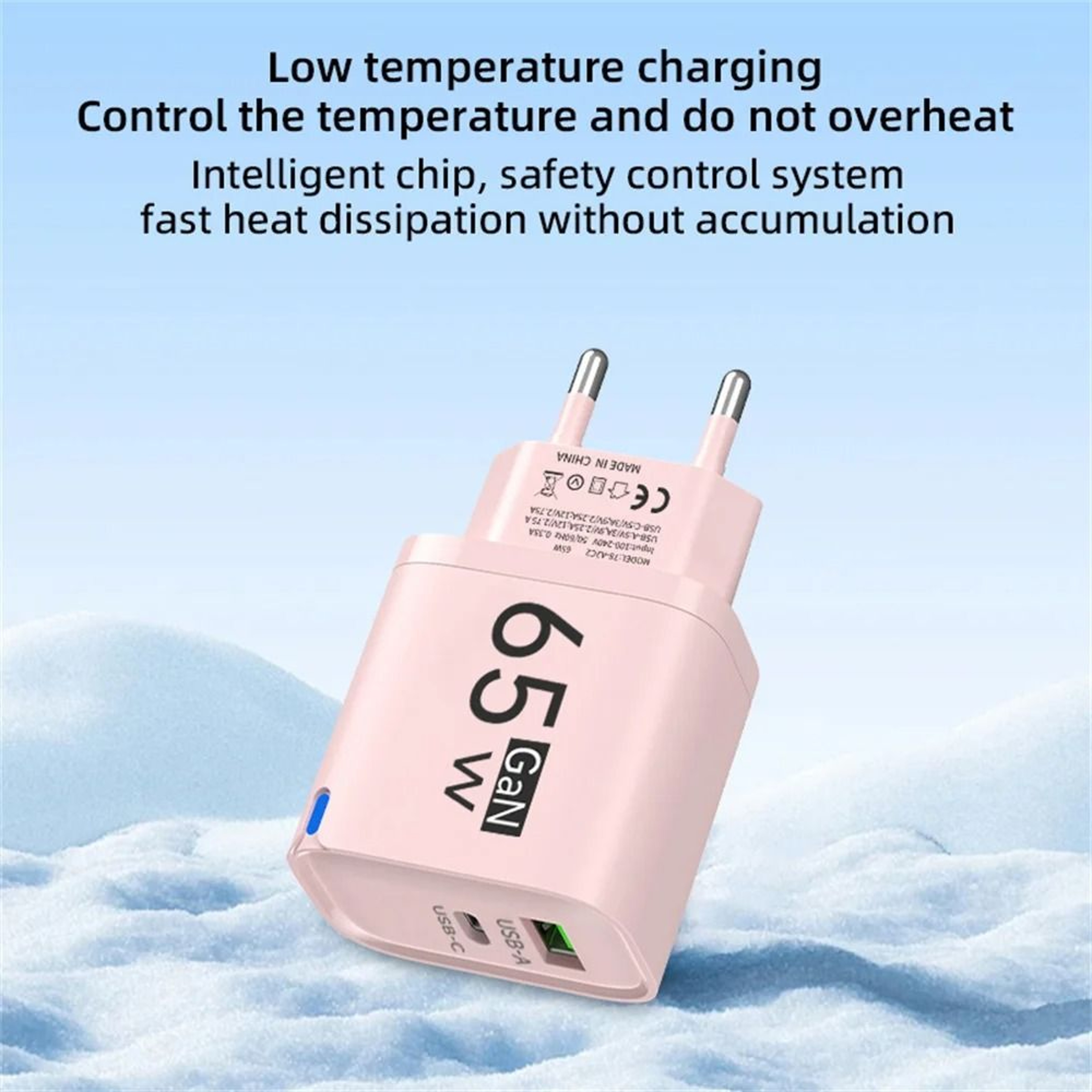 65W DualPort USBA  USBC Fast Charger  PD Quick Travel Adapter For IPhone Samsung  Xiaomi 1