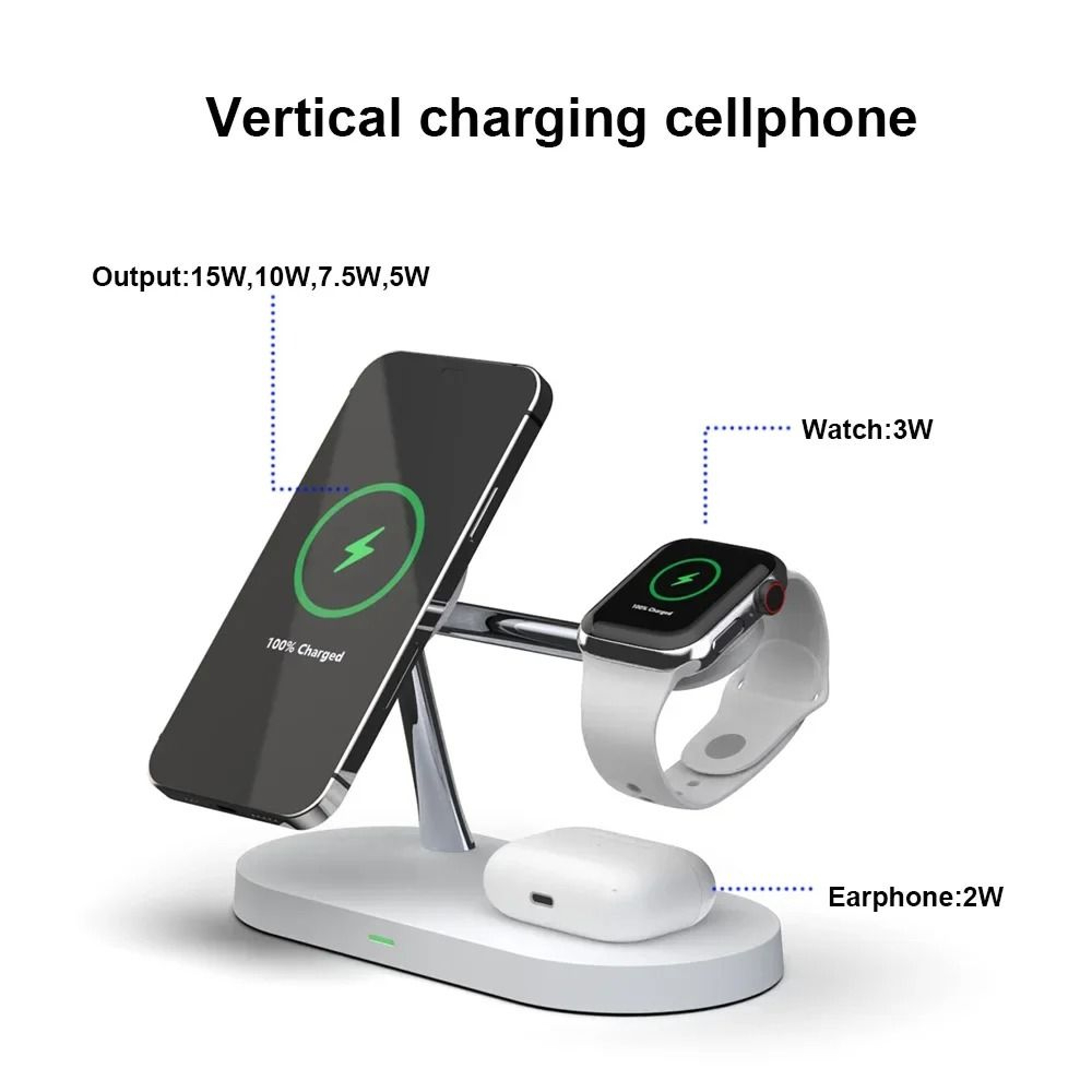 3in1 Magnetic Wireless Charger Stand  Fast Charging Station For IPhone 15 14 13 12 Apple Watch  Air 4