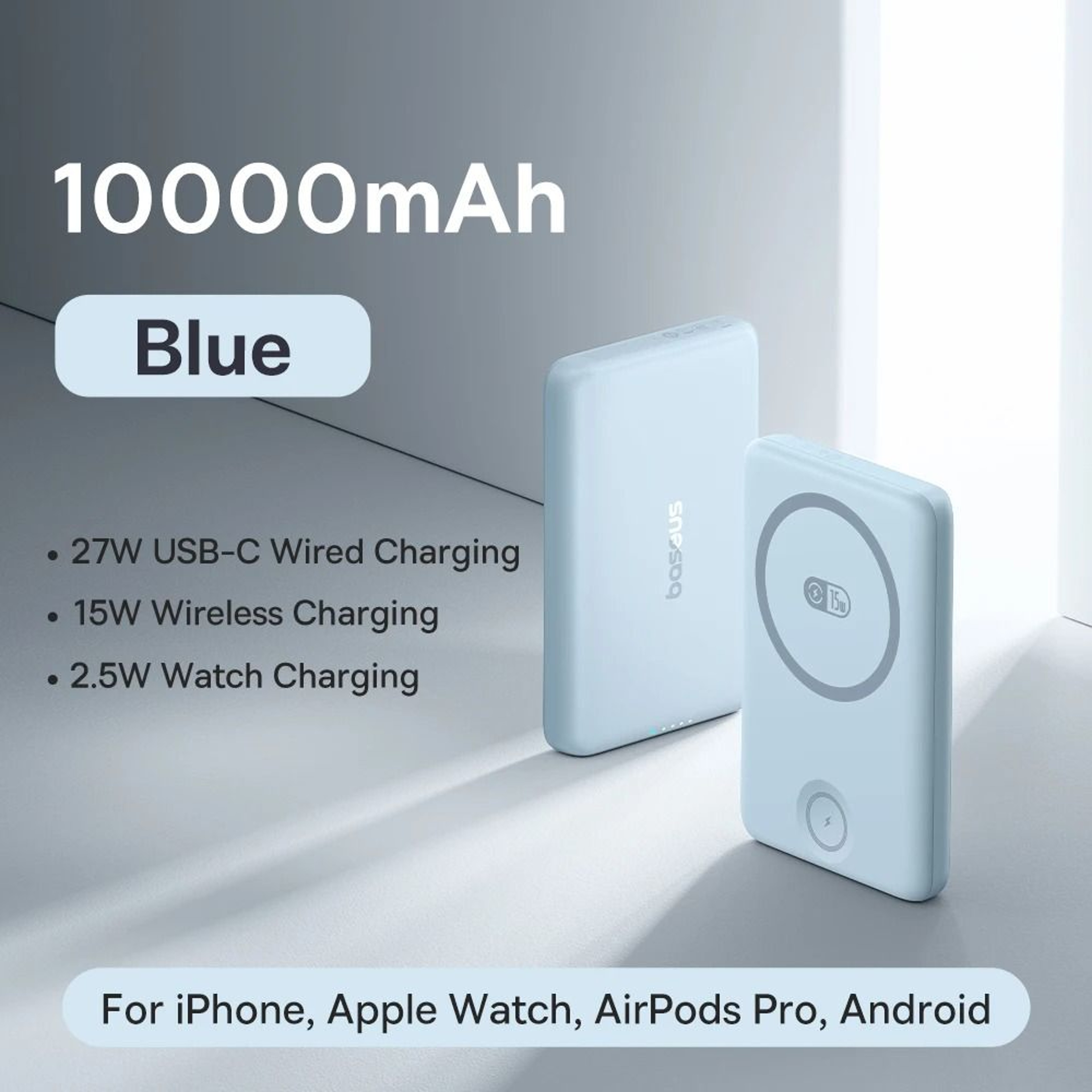 Baseus 27W Magnetic Power Bank  10000mAh 15W Wireless Fast Charger For IPhone IWatch  AirPods 9