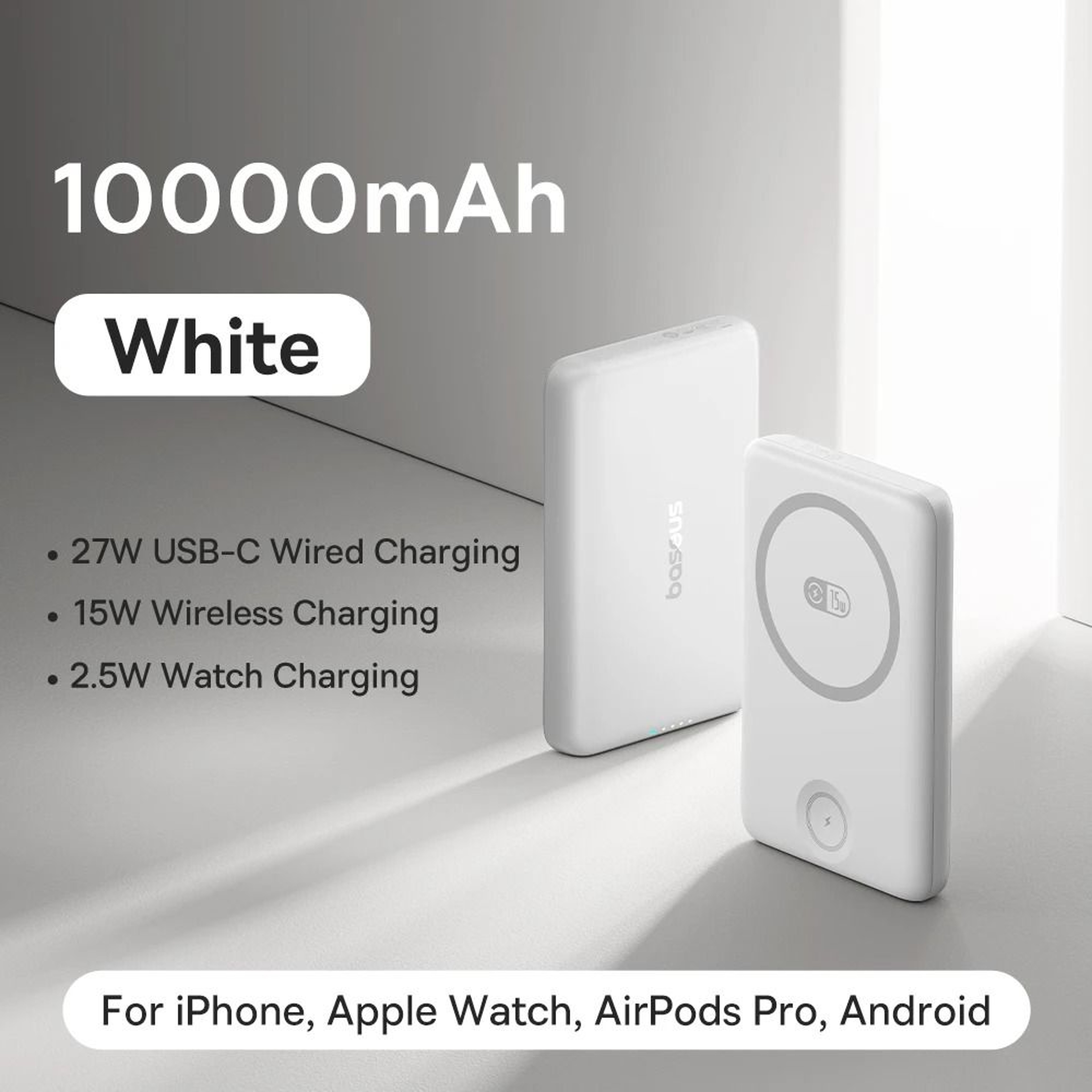 Baseus 27W Magnetic Power Bank  10000mAh 15W Wireless Fast Charger For IPhone IWatch  AirPods 6