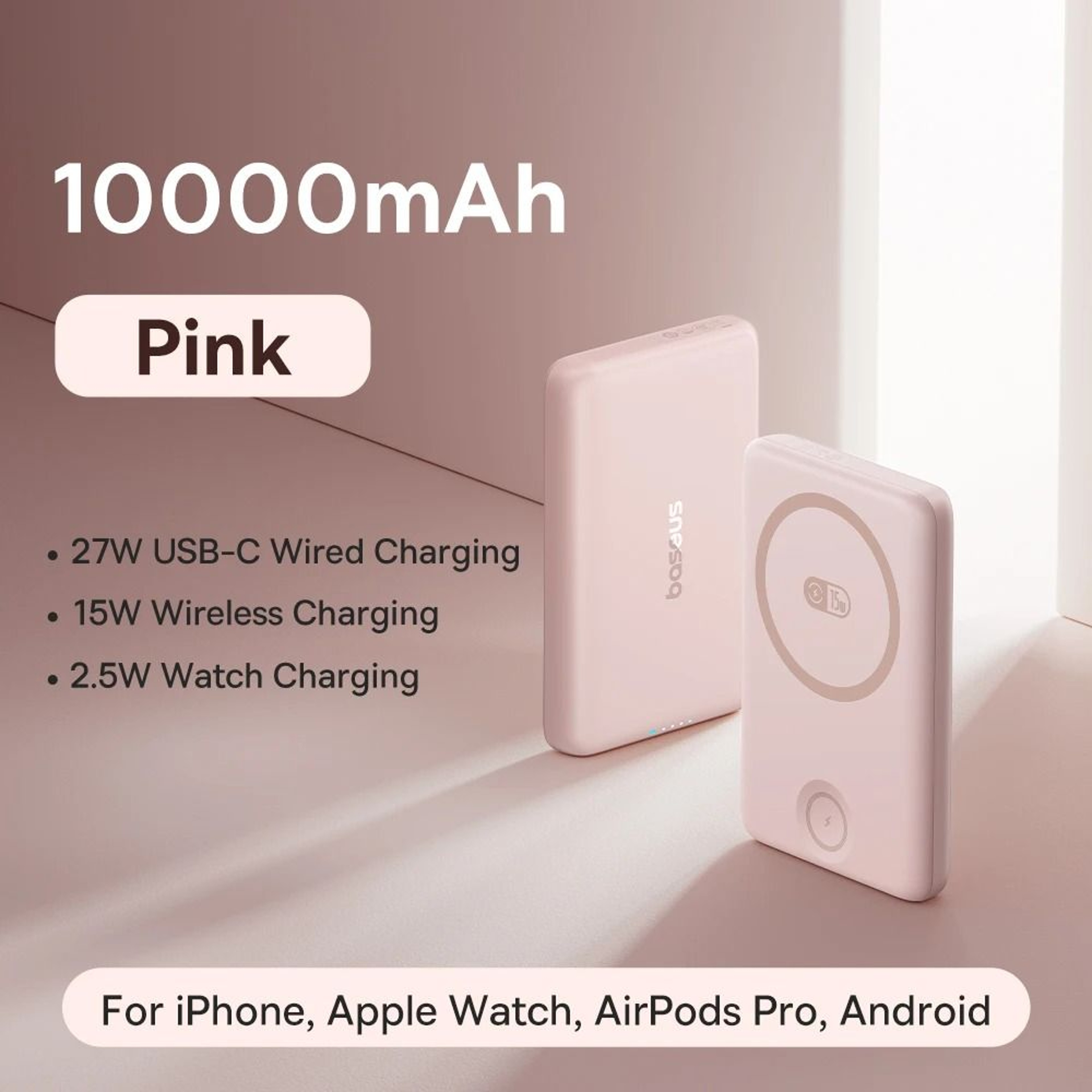 Baseus 27W Magnetic Power Bank  10000mAh 15W Wireless Fast Charger For IPhone IWatch  AirPods 8