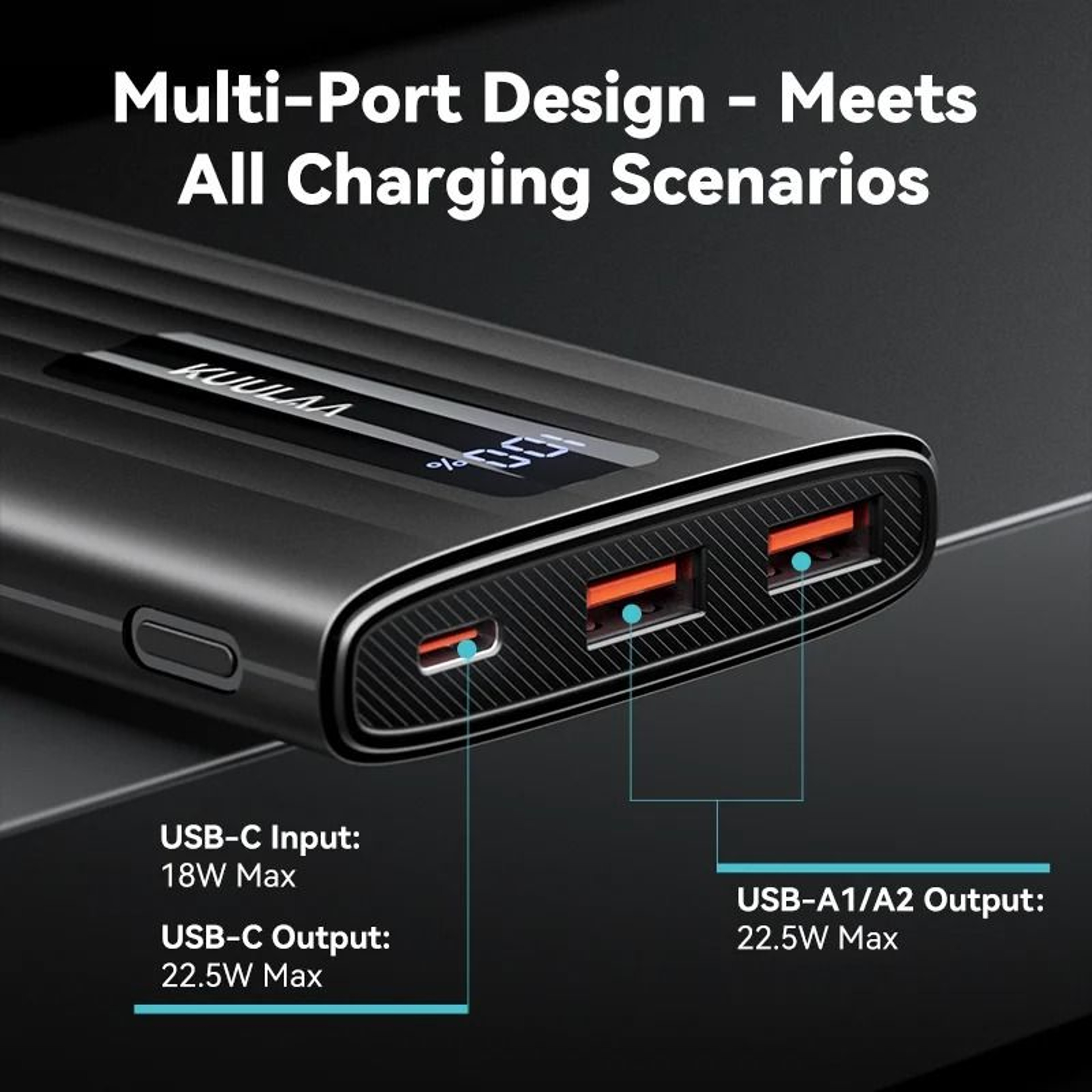 KUULAA 10000mAh Power Bank  225W PD Fast Charging Portable Charger For IPhone 15 14 13  Samsung 4