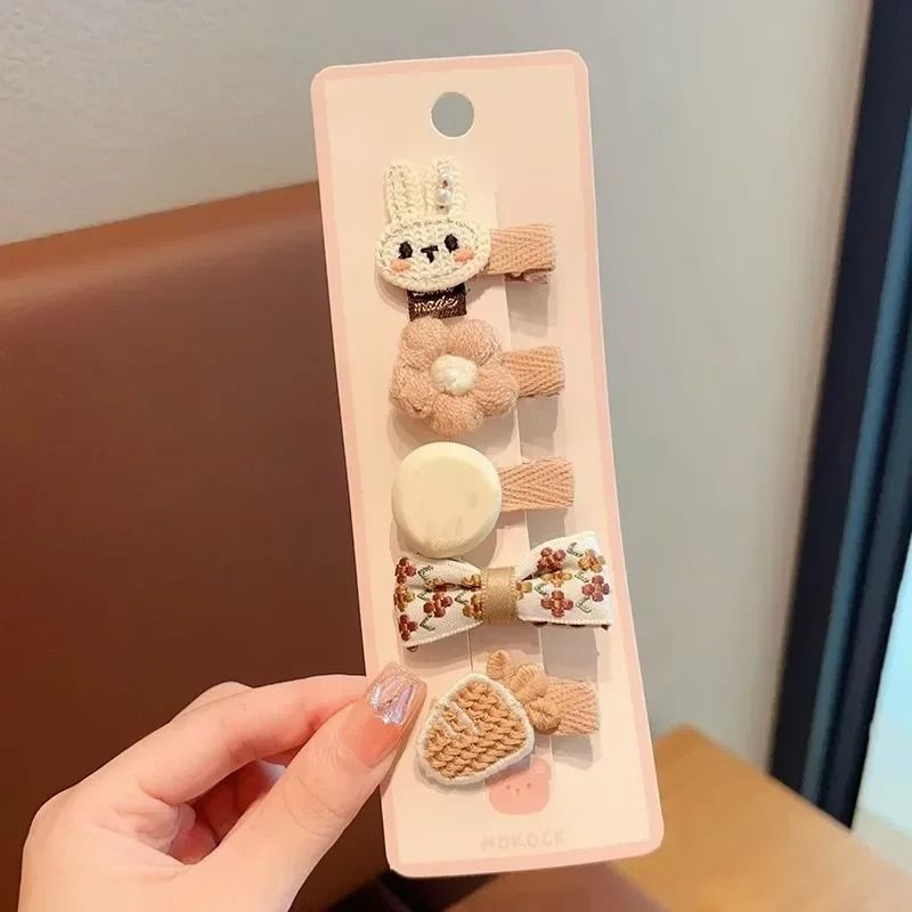 5Piece Korean Aesthetic Hair Clip Set  Cute Cartoon Bear  Bowknot Hairpins For Toddler Girls In Mil 6