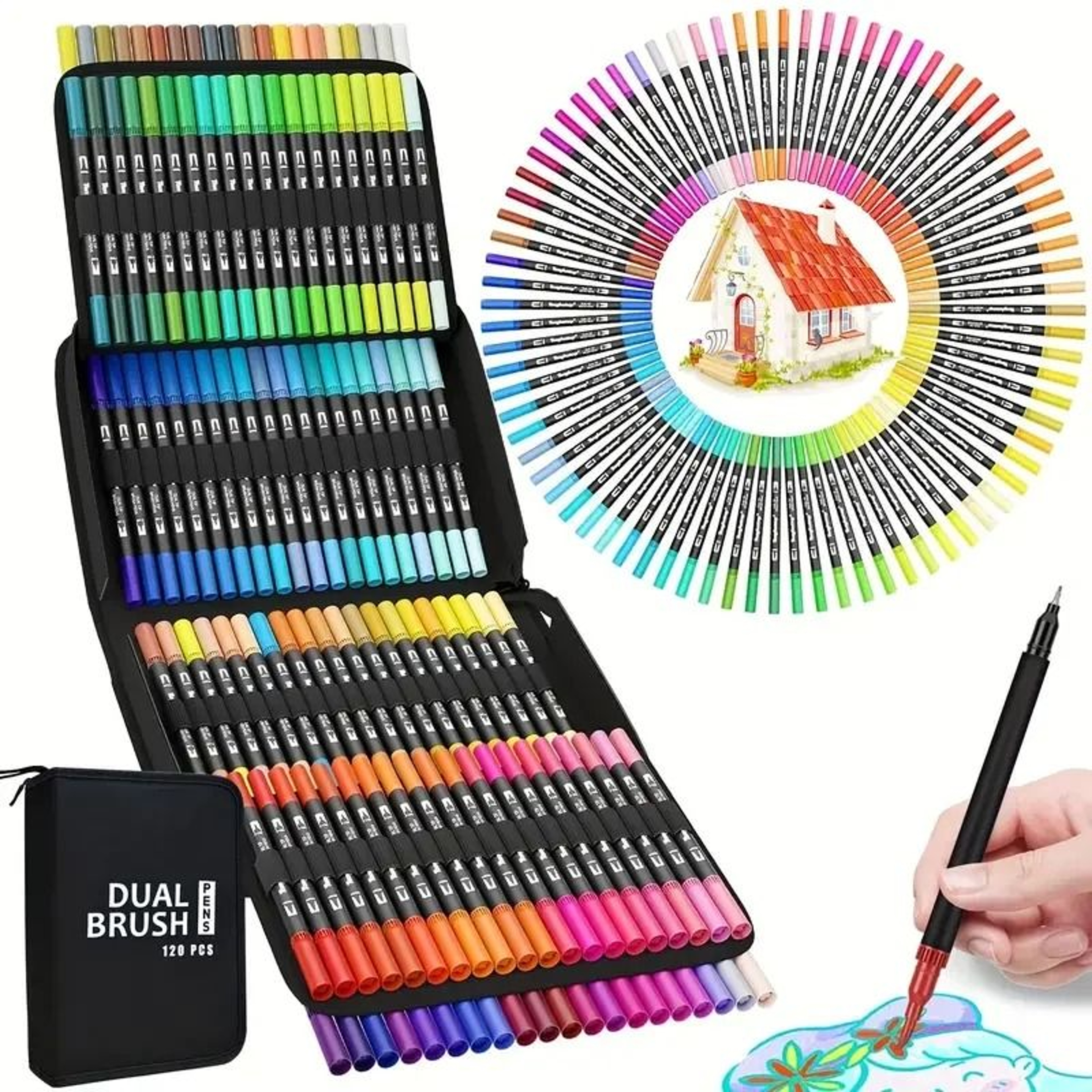 Professional Dual Tip Brush Markers  72120168 Color Art Marker Set For Coloring Books  Hand Letteri 7