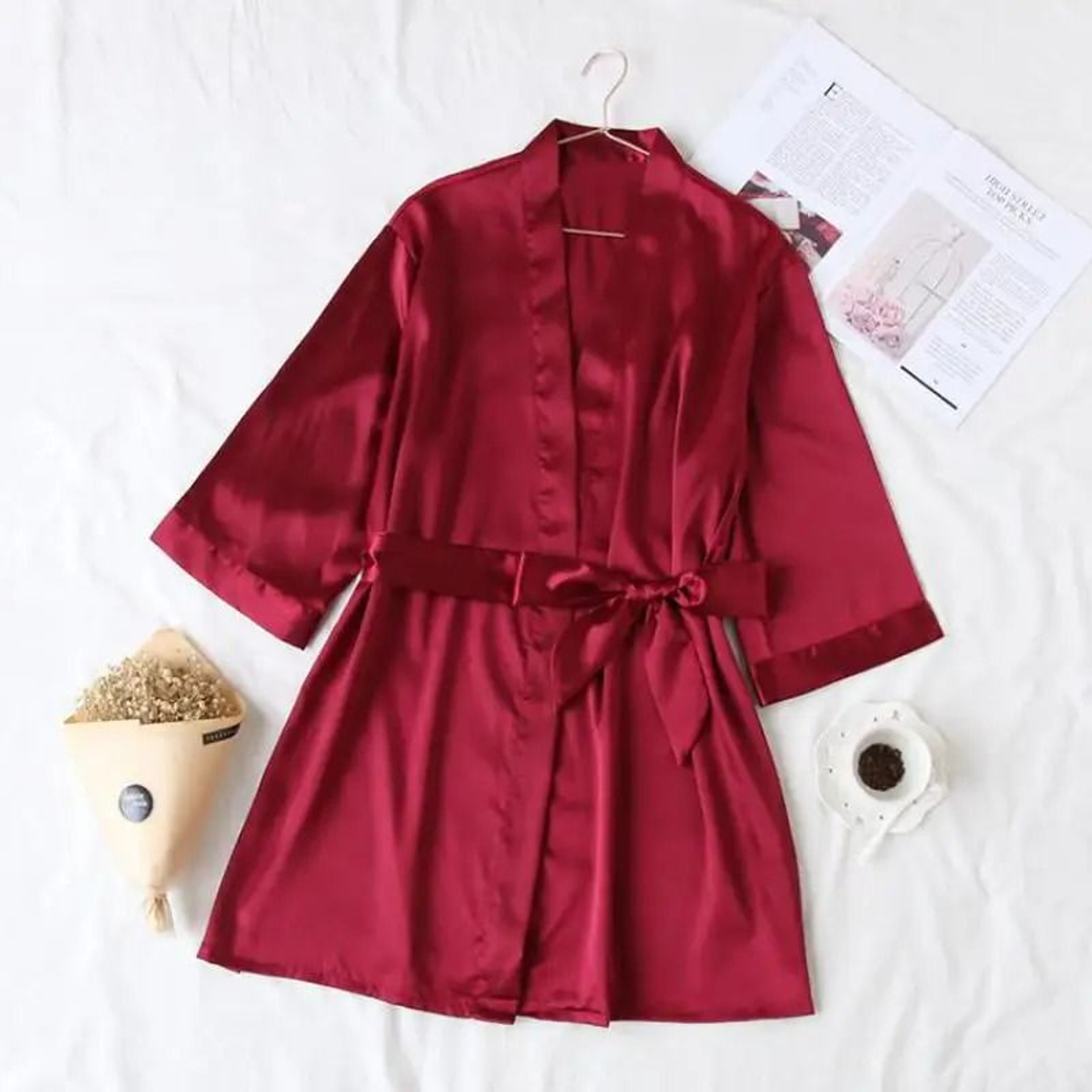 Summer Champagne Chinese Bride Wedding Robe  Satin Sleepwear Sexy Nightgown  Kimono Bathrobe Gown 1