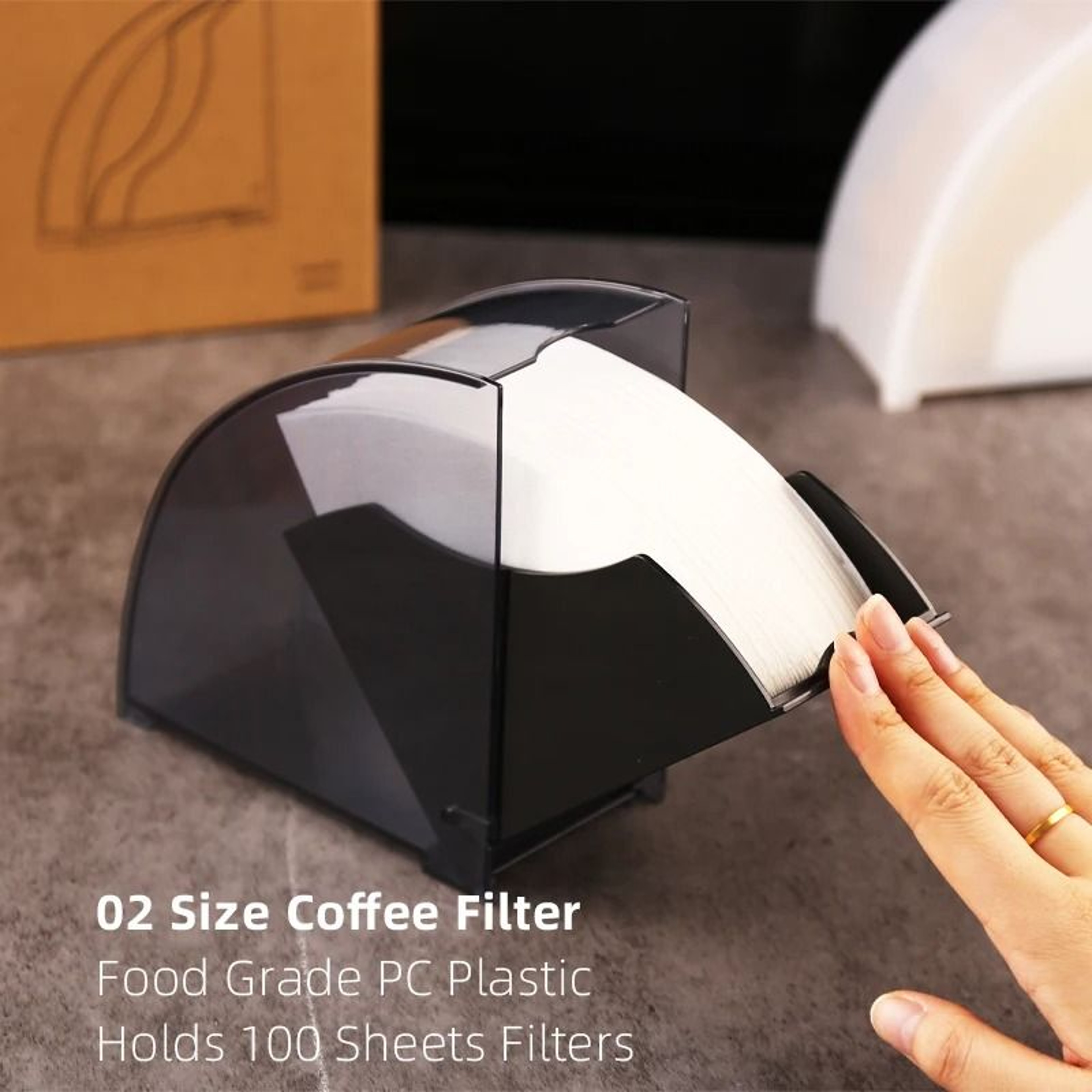 Dustproof Coffee Filter Paper Box  Professional VShape And FanShaped Storage Holder 3