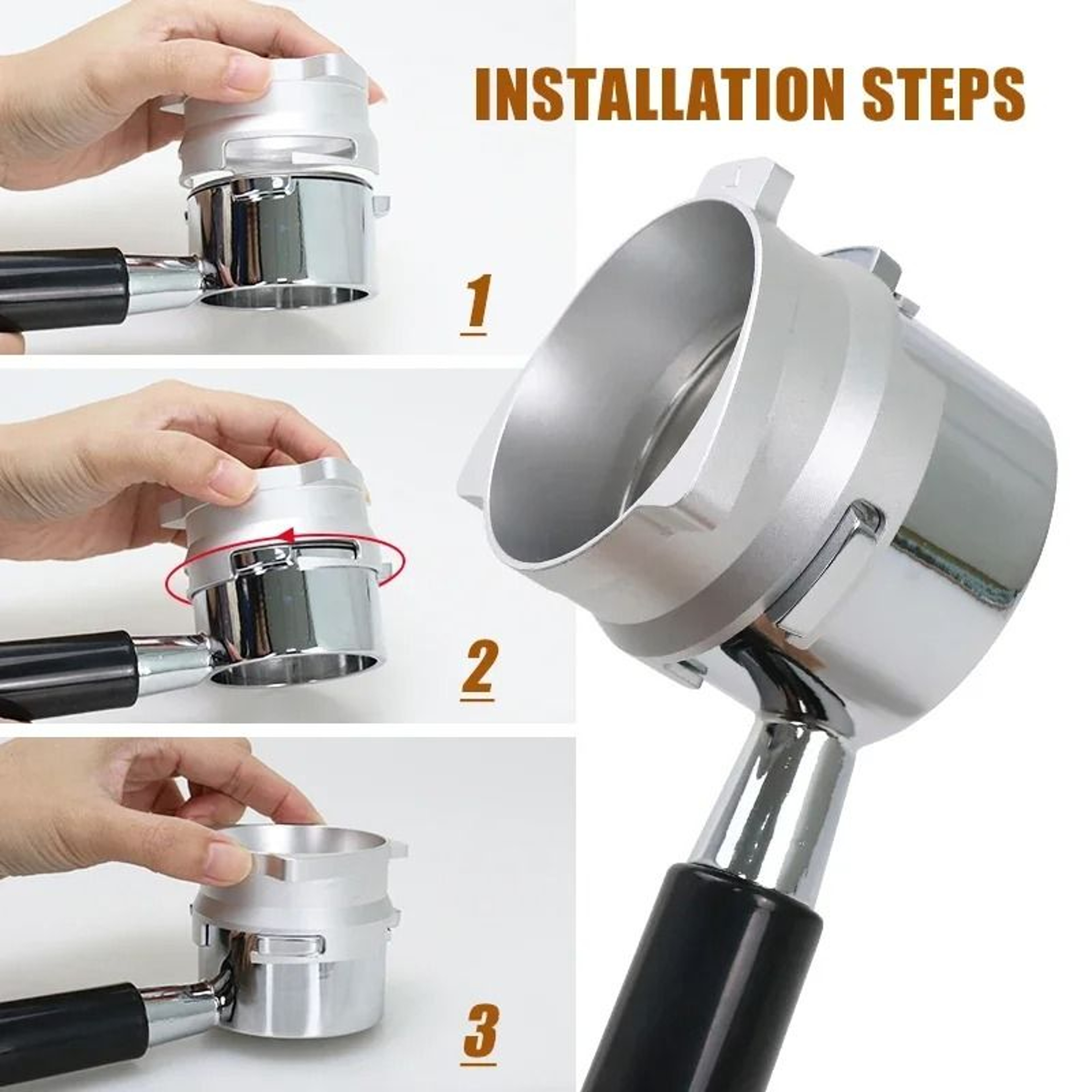 Aluminum 54mm Espresso Dosing Funnel  Precision Ring For Breville And Sage 8 Series Portafilters 1