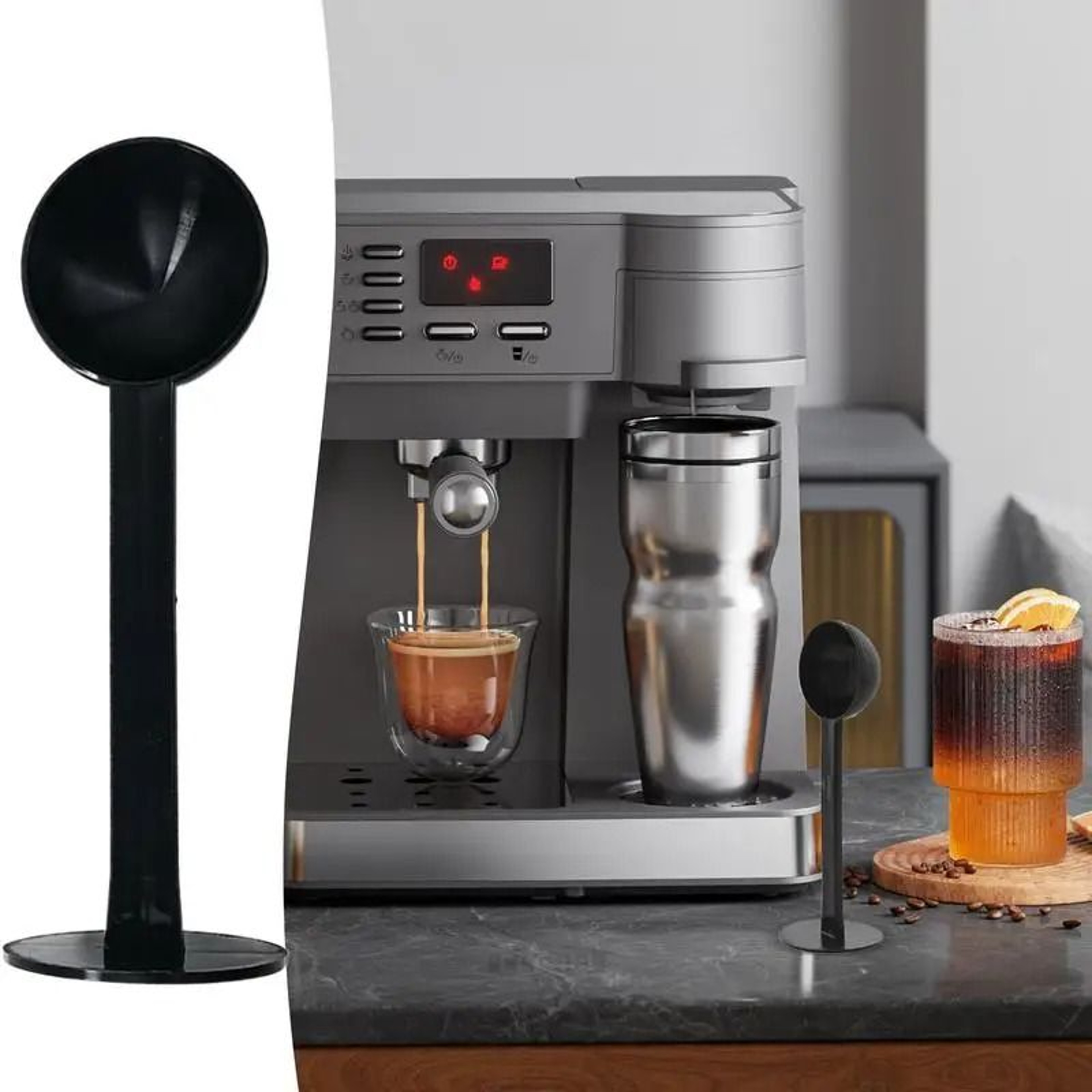 DualFunction Coffee Measuring Scoop  Tamper  Professional 2in1 Espresso Tamping Spoon 5