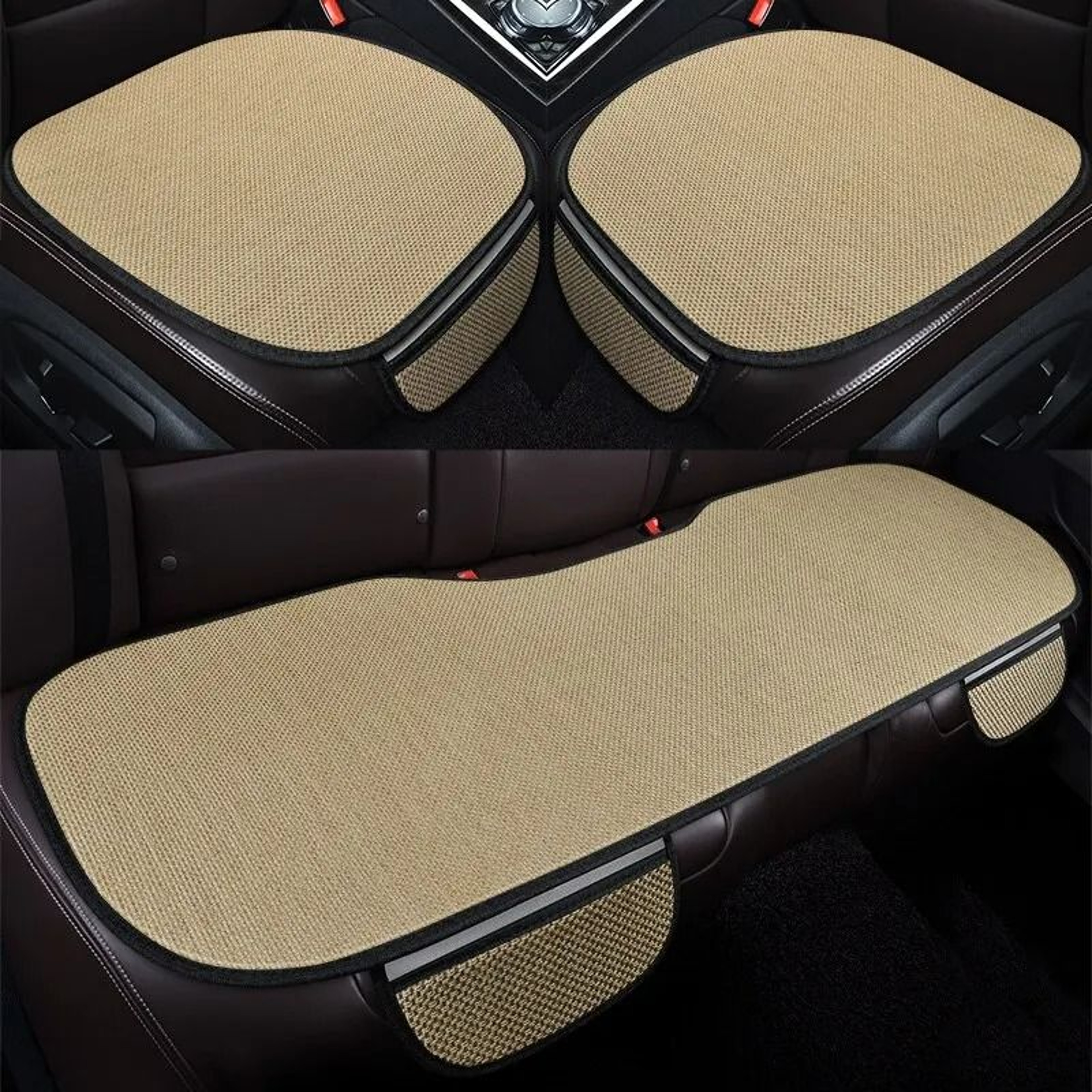 Burlap Car Seat Cushion Set  HighPerformance Breathable Linen Comfort For Interior Protection 3Piec 2
