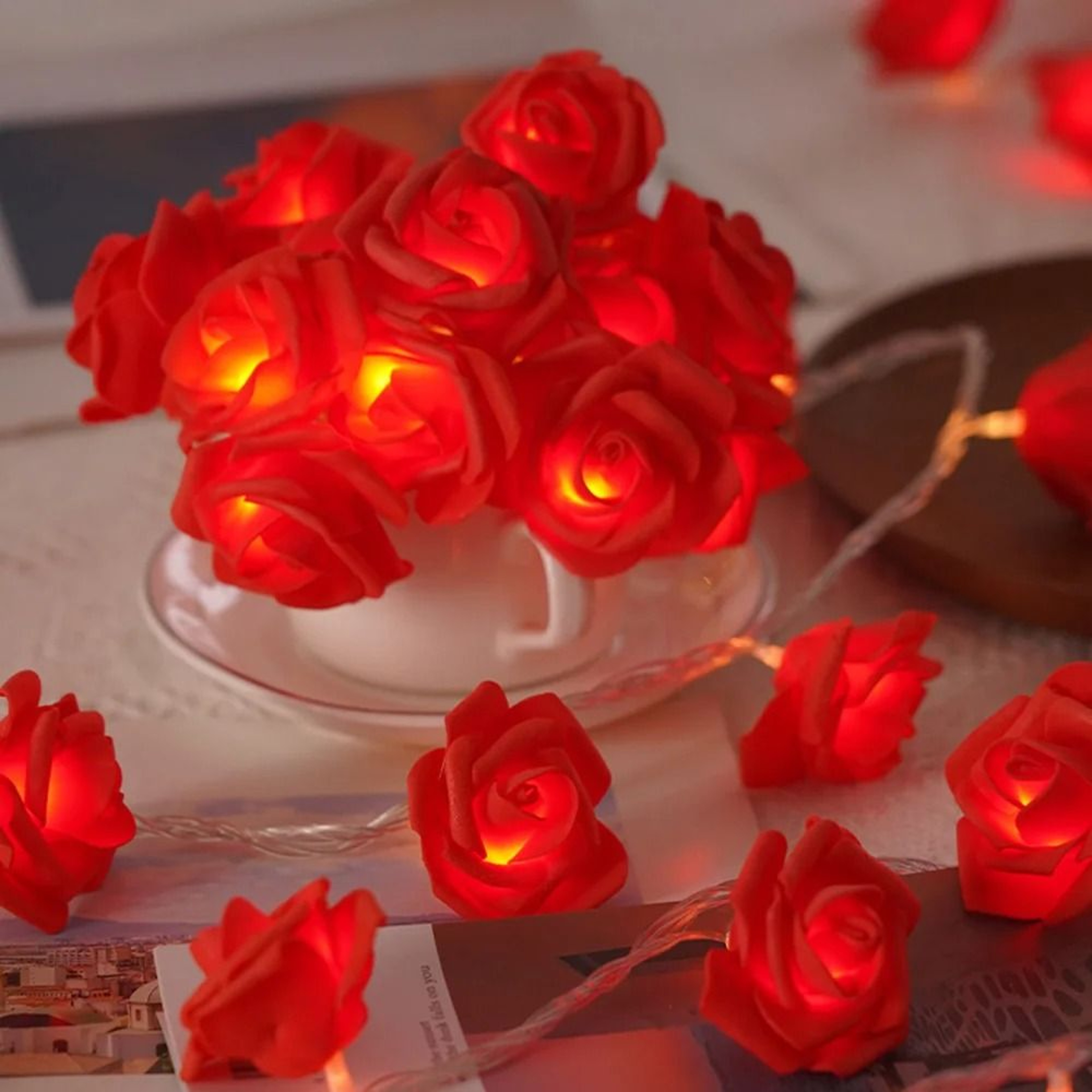 Rose Flower LED String Lights  HighPerformance Battery Operated Garland For Weddings  Decor 6