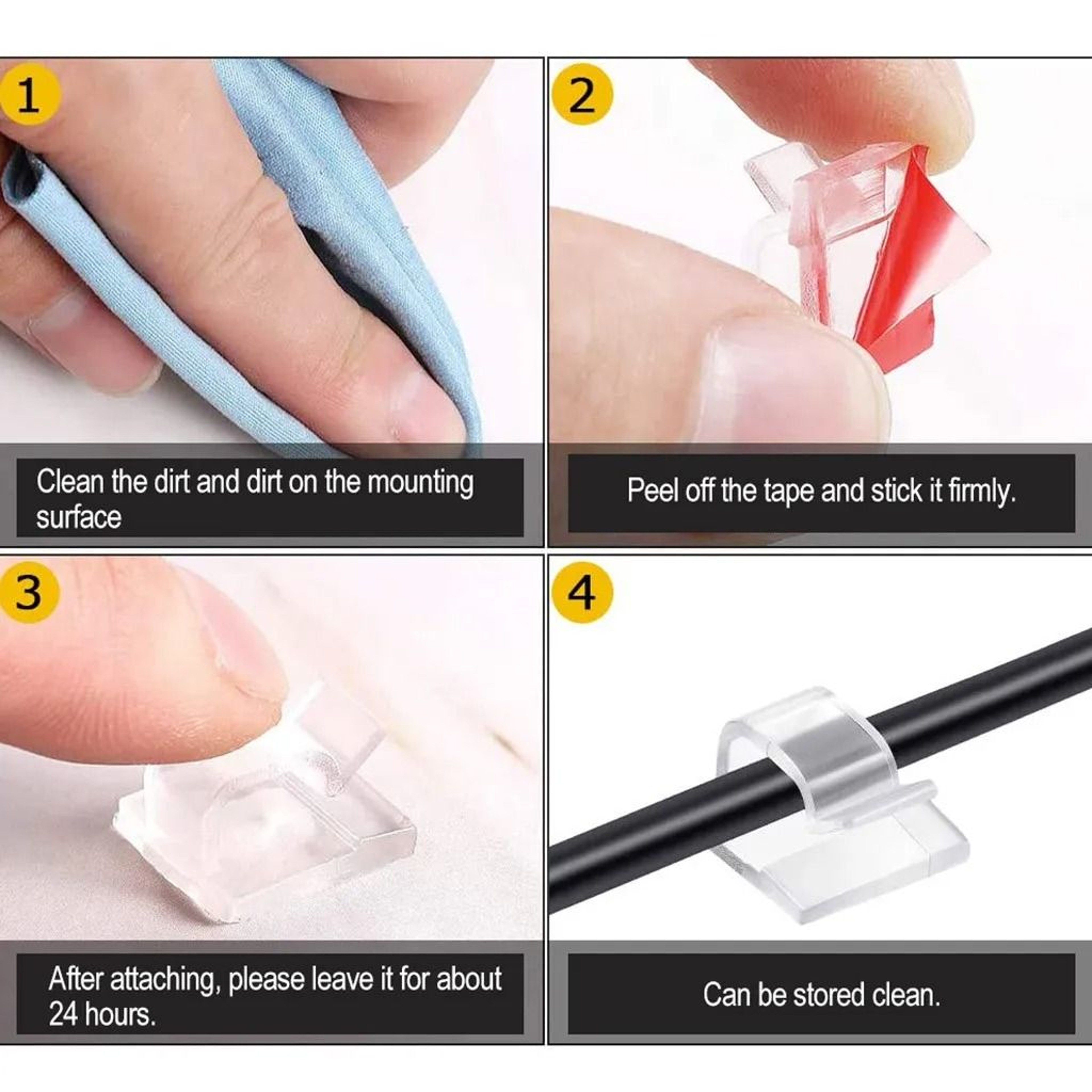 ProSeries Adhesive Cable Management Clips  HighPerformance Desk Clamp  Cord Protector Set 5