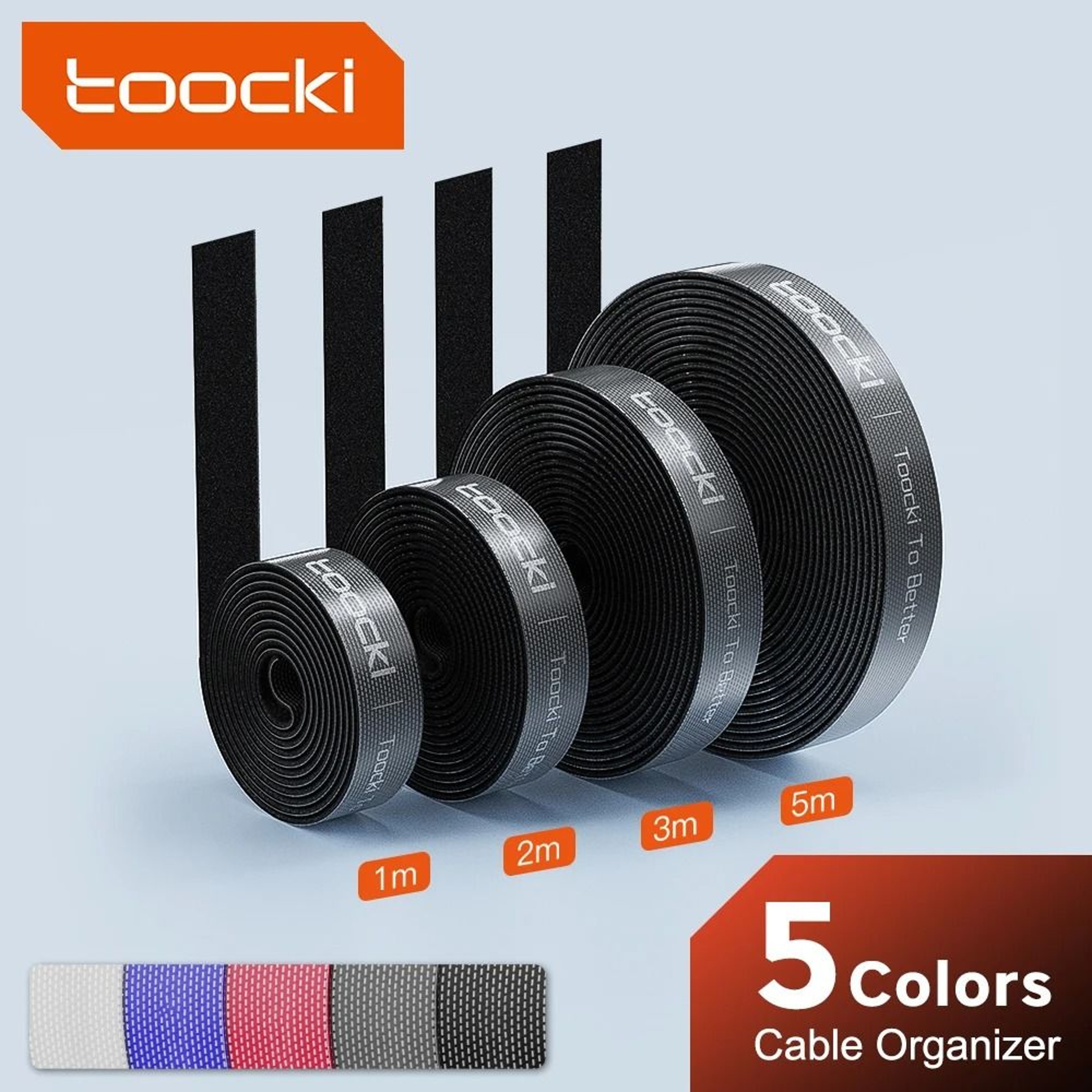 Toocki 5m Cable Organizer Roll  HighPerformance FreeCut Wire Winder  Universal Cord Management 0