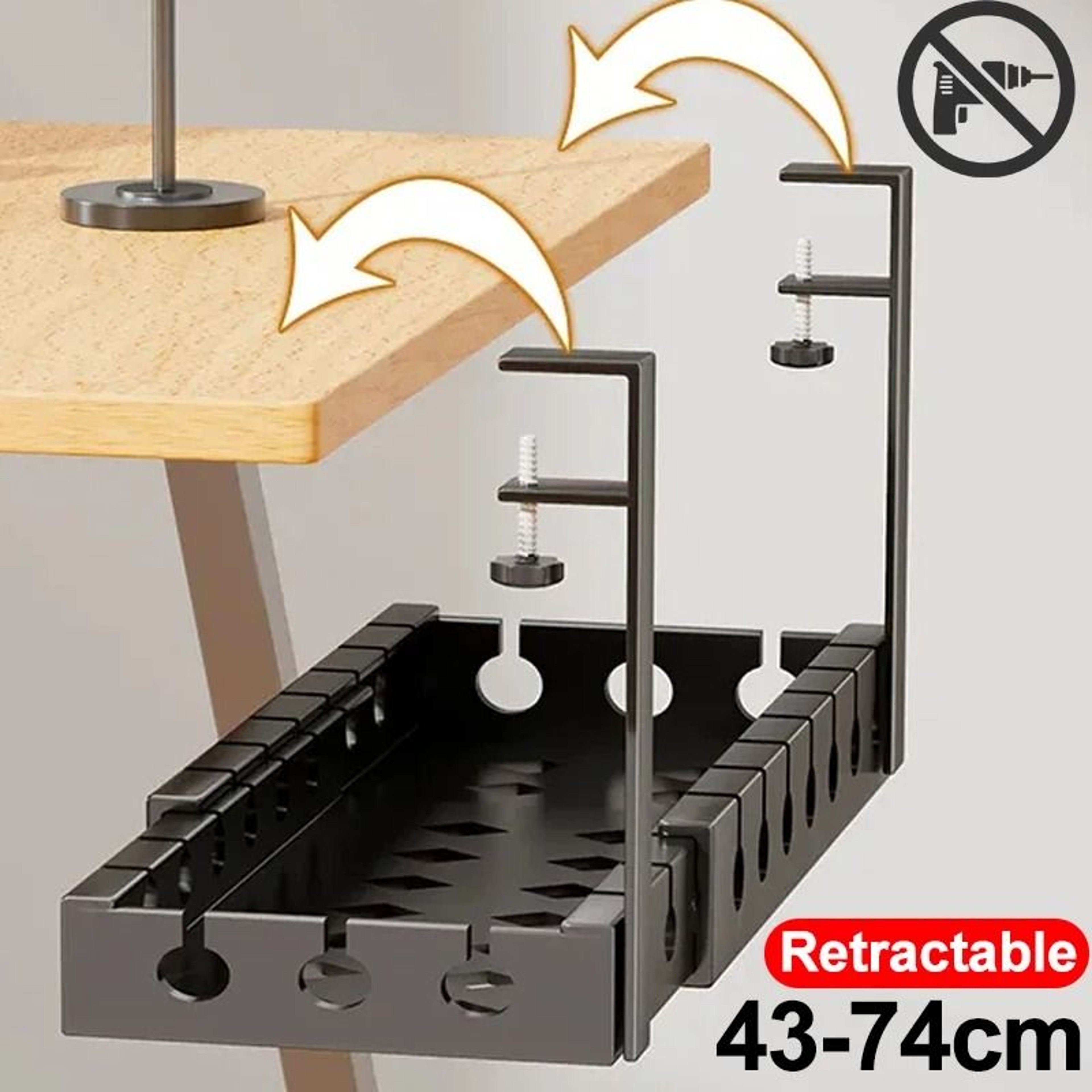 Retractable UnderDesk Wire Management Tray  HighPerformance NoDrilling Metal Storage Rack For Home  0