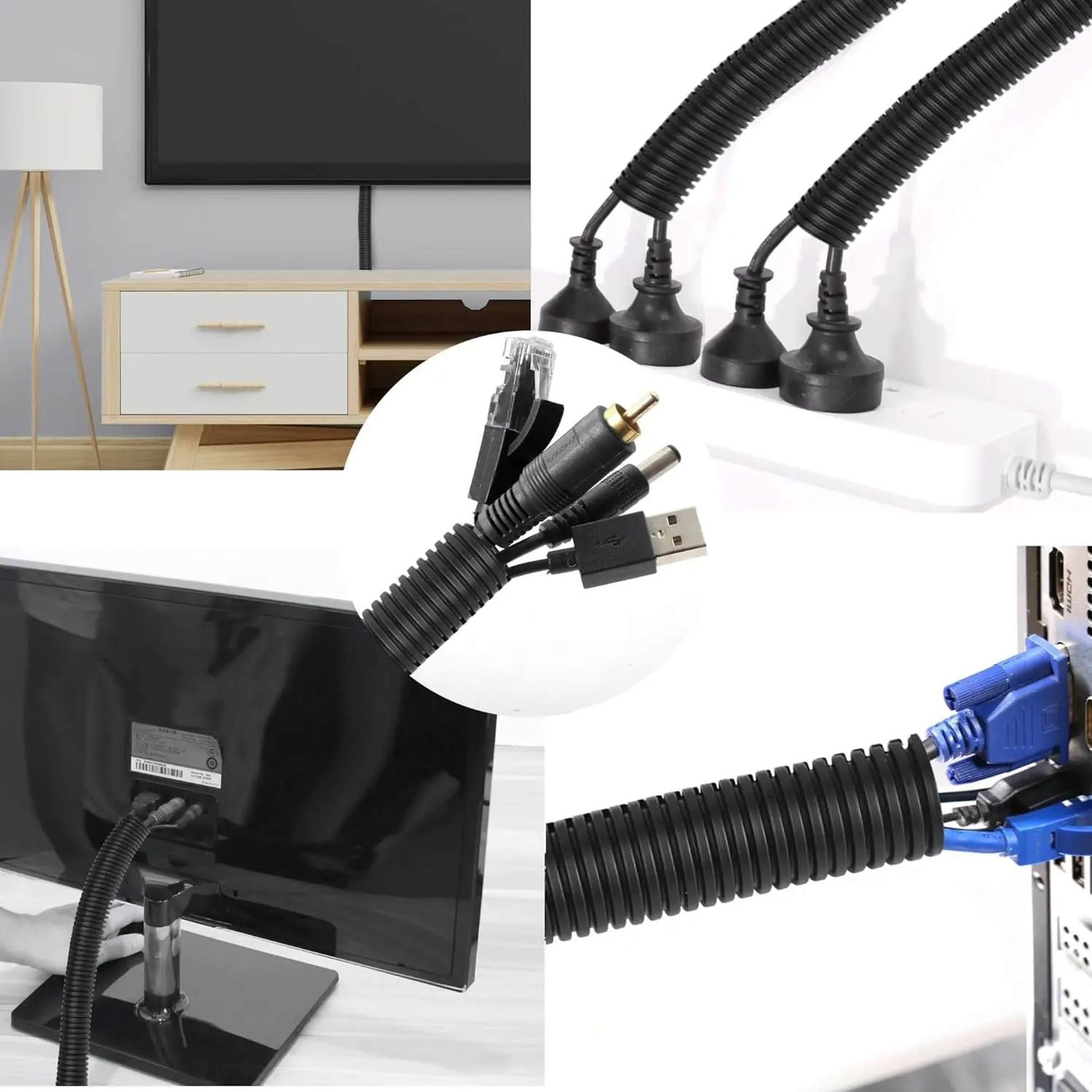 114 In Flame Retardant Split Wire Loom  HighPerformance Flexible Cord Protector With Installation T 4