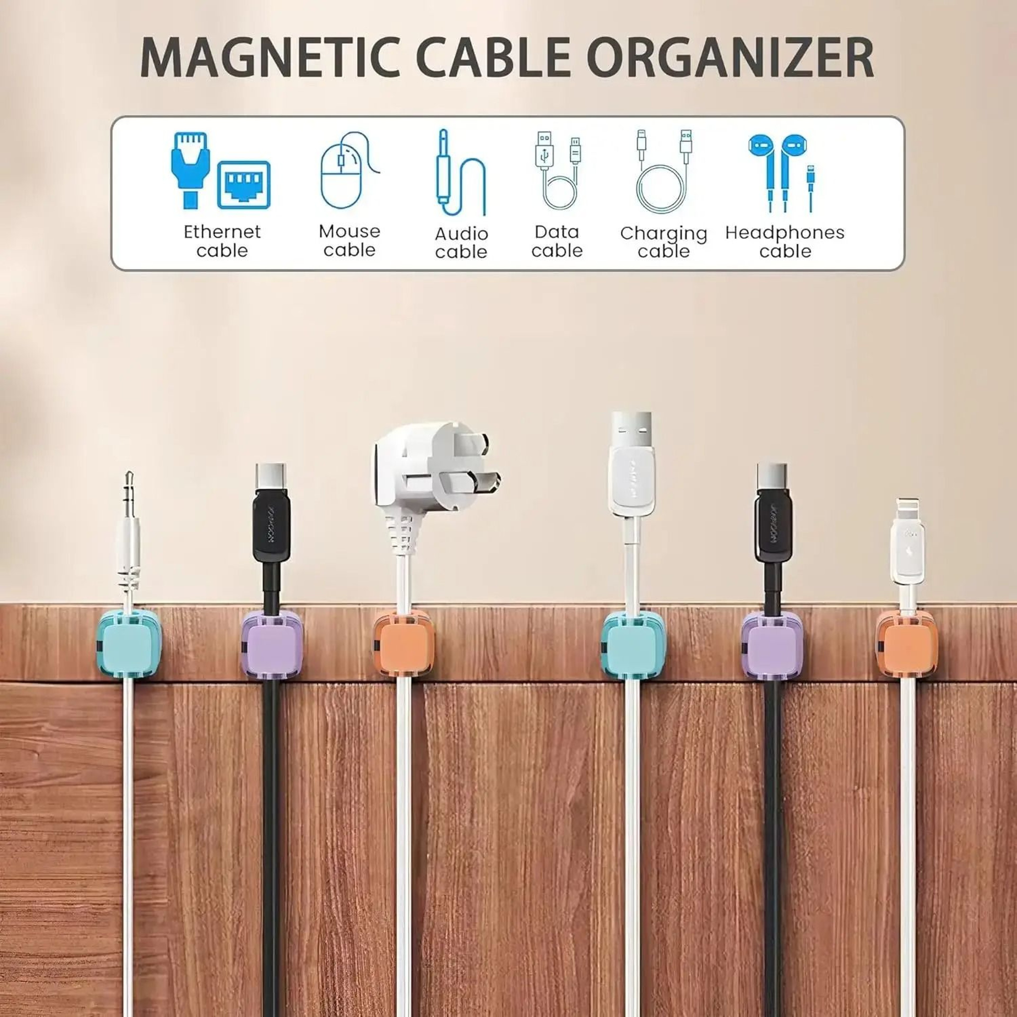 Adjustable Magnetic Cable Clips  HighPerformance UnderDesk Wire Management  Smooth Cord Holder 4