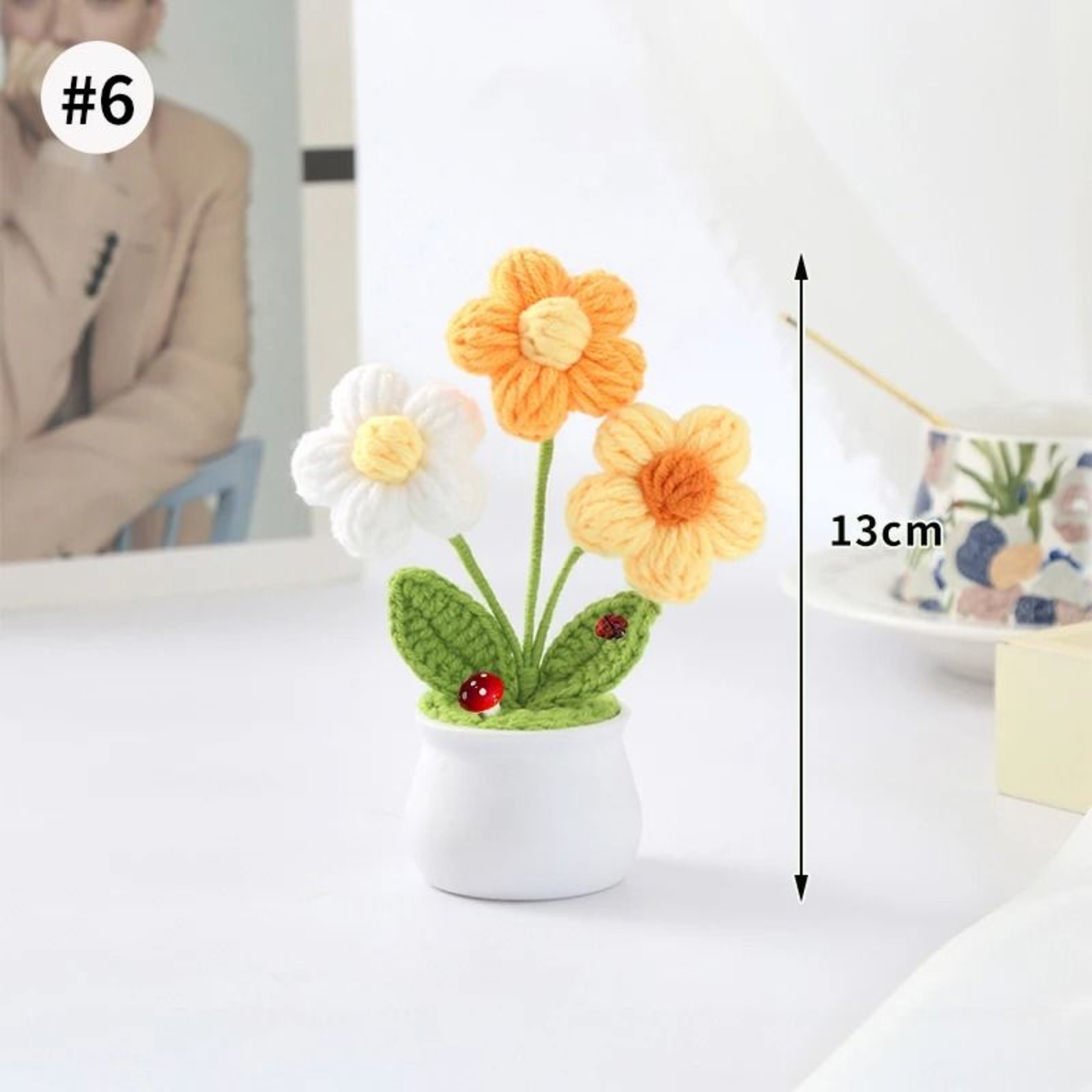 Finished Sunflower Crochet Plant  HighPerformance HandWoven Artificial Flower  Desktop Decoration 22