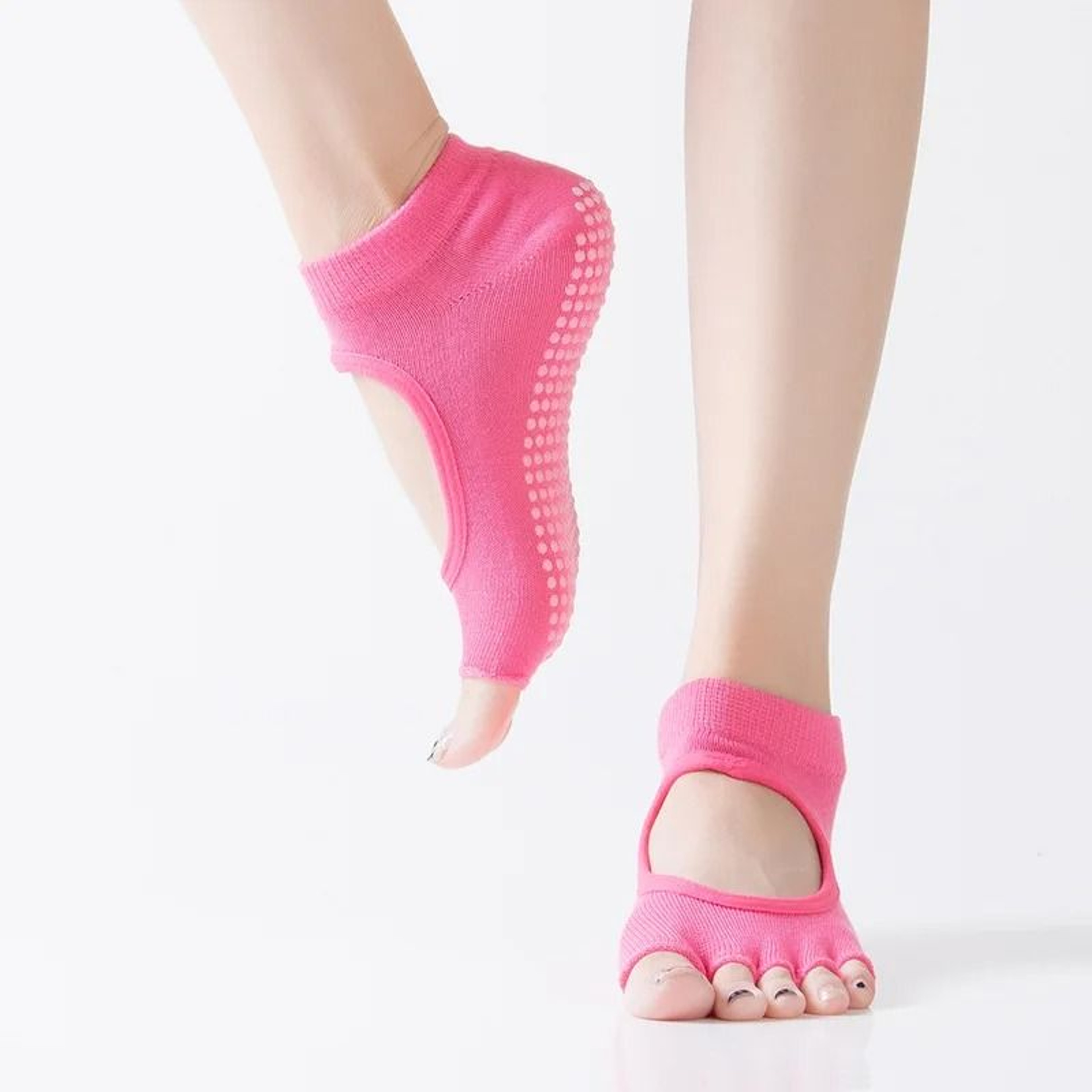 Women Five Toe Backless Pilates Socks Non Slip Fitness Workout Yoga Socks Breathable Sports Ballet  9