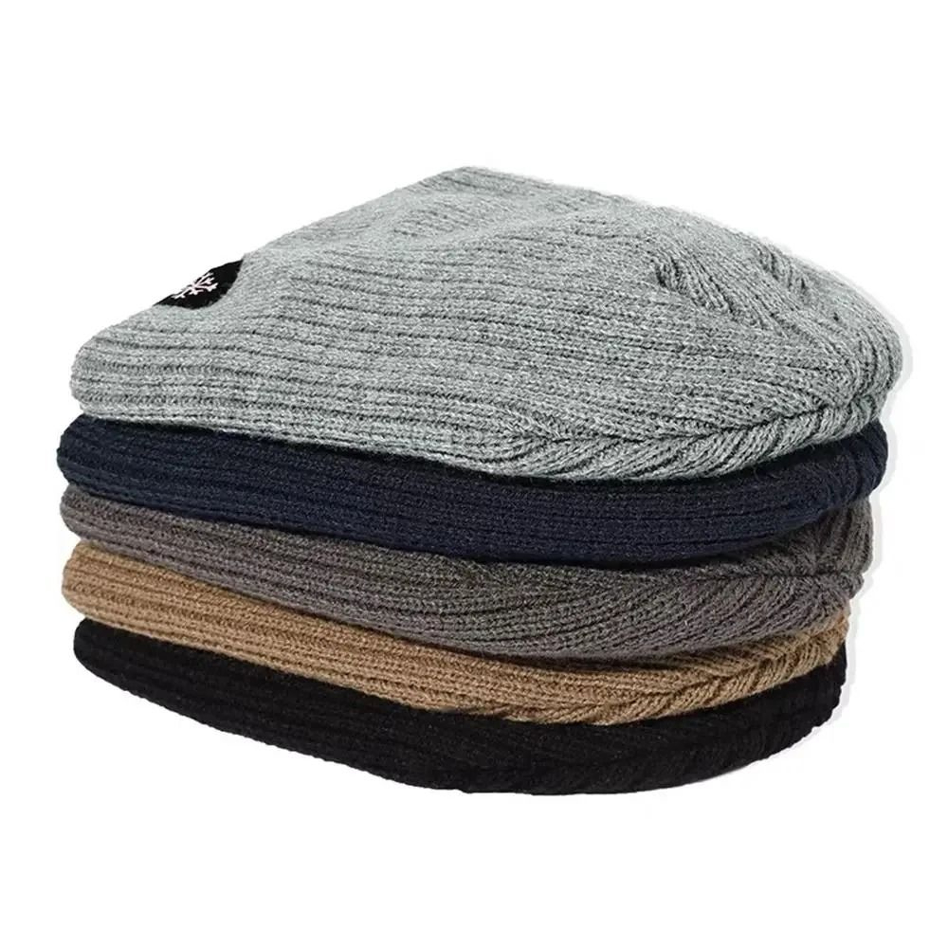 Autumn Winter Unisex Fleece Lined Knitted Beanie Loose Warm Ear Protection Thick Woolen Hat Windpro 3