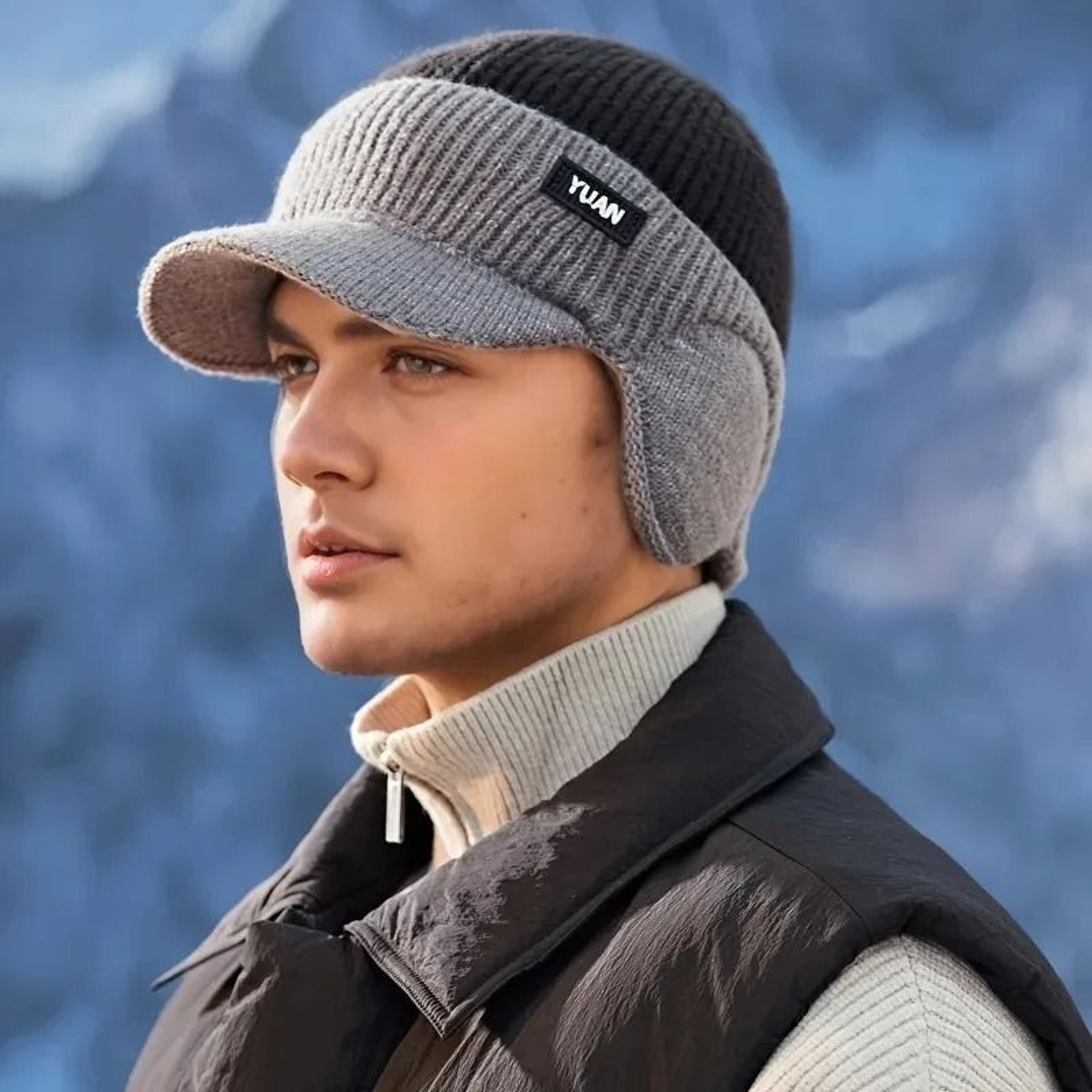 DualTone Knit Baseball Cap  Fashionable Dad Hat With Ear Protection For Outdoor Activities 4