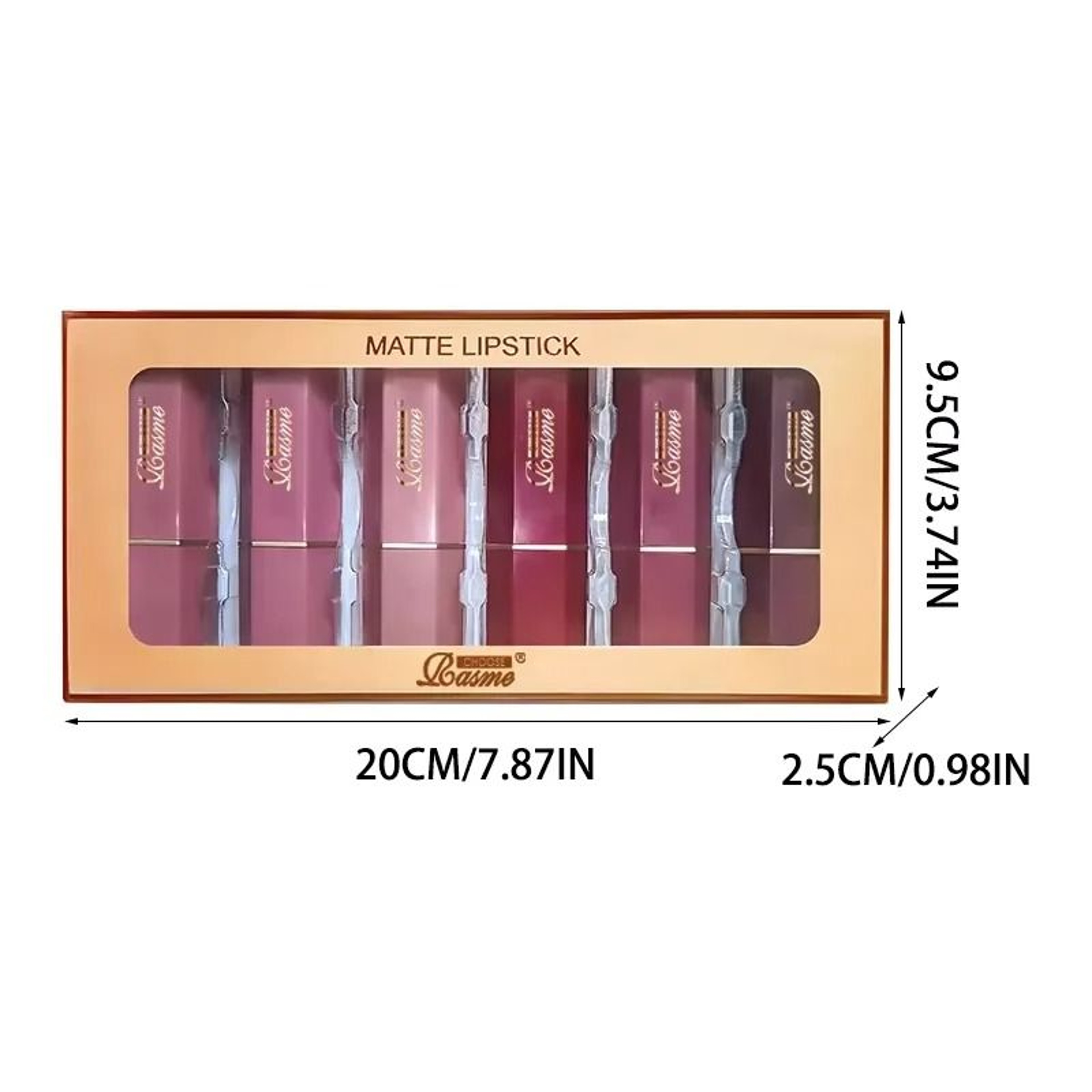 6PCS Gold Bar Tube Matte Lipstick Set  Pearlescent Glitter Velvet Texture Valentines Day Gift 5